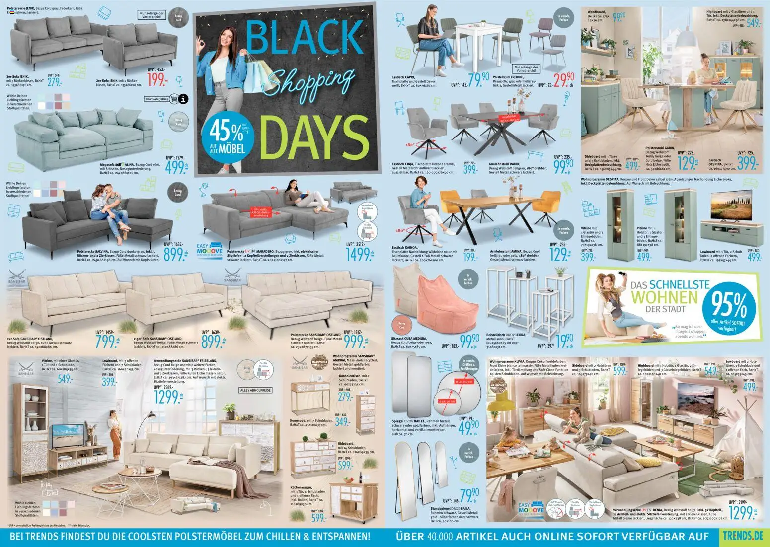 Trends - Black Friday – gültig ab 22.11.2025 | Seite: 2 | Produkte: Lowboard, Esstisch, Standspiegel, Tür