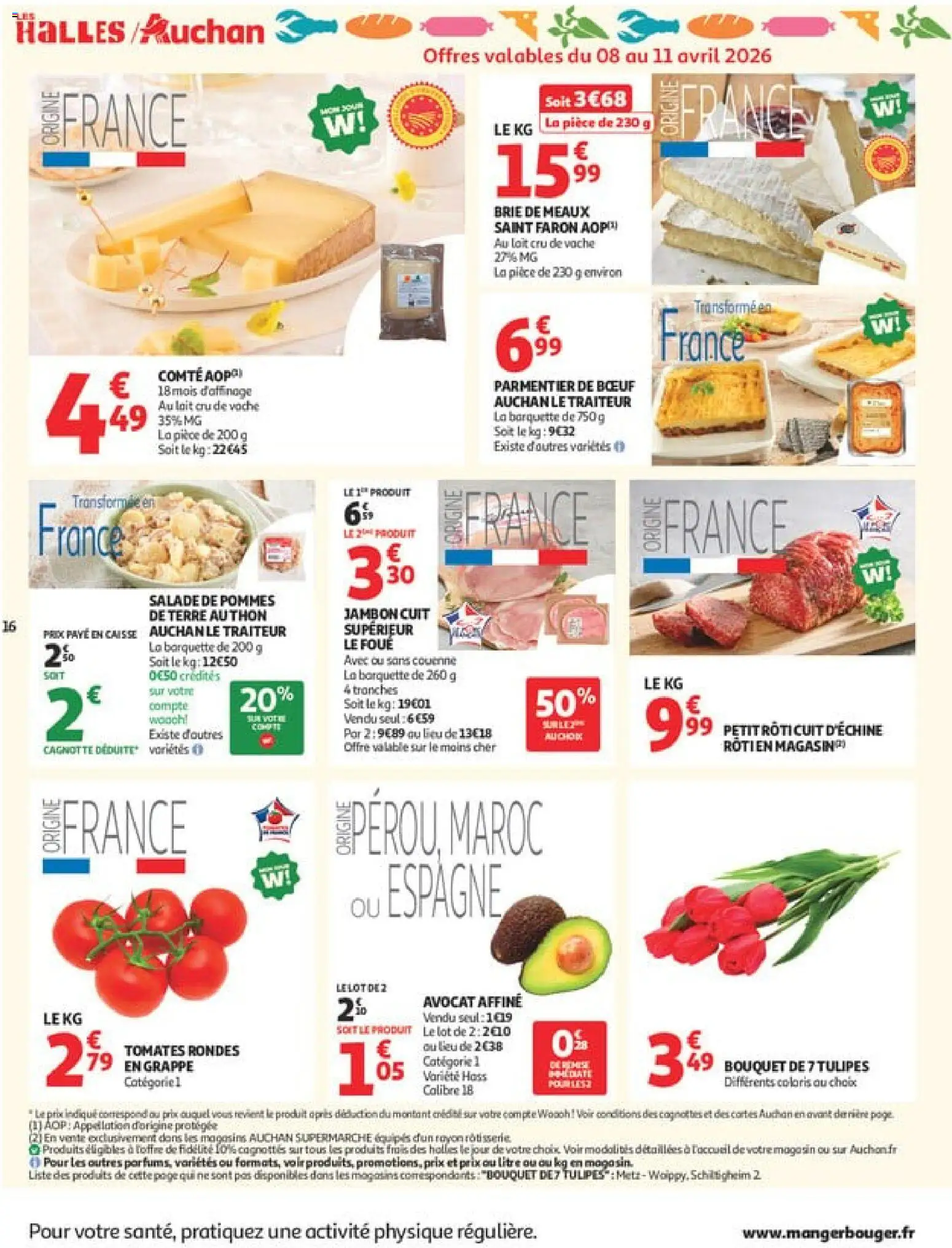 {H1} | Page: 16 | Produits: Salade, Tulipes, Brie, Pommes de terre