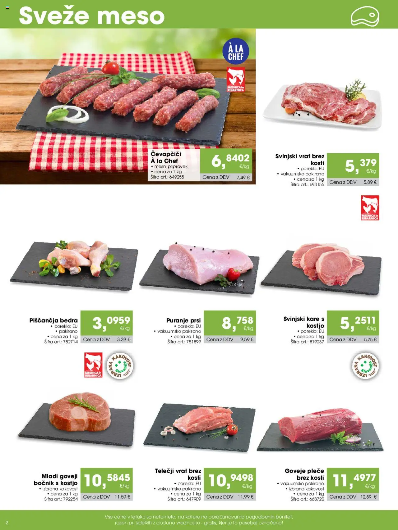Tuš katalog cash & carry trgovec │ velja od 07.08.2025 | Stran: 2 | Izdelki: Čevapčiči, Piščančja bedra