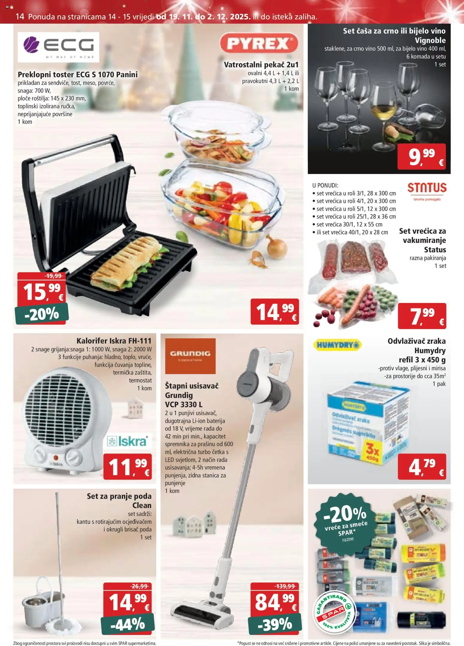 Spar katalog | vrijedi od 19.11.2025 | Stranica: 17 | Proizvodi: Usisavač, Bijelo vino, Baterija, Vreće za smeće