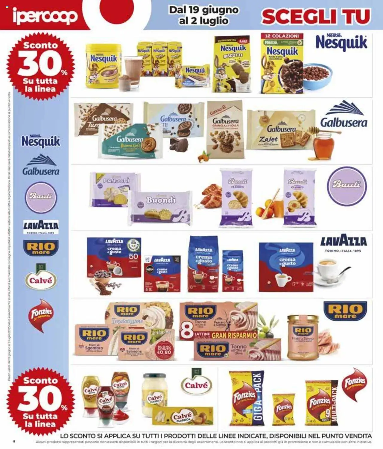 Volantino Ipercoop del 19.06.2025 | Pagina: 8 | Prodotti: Crema, Biscotti, Data, Sgombro