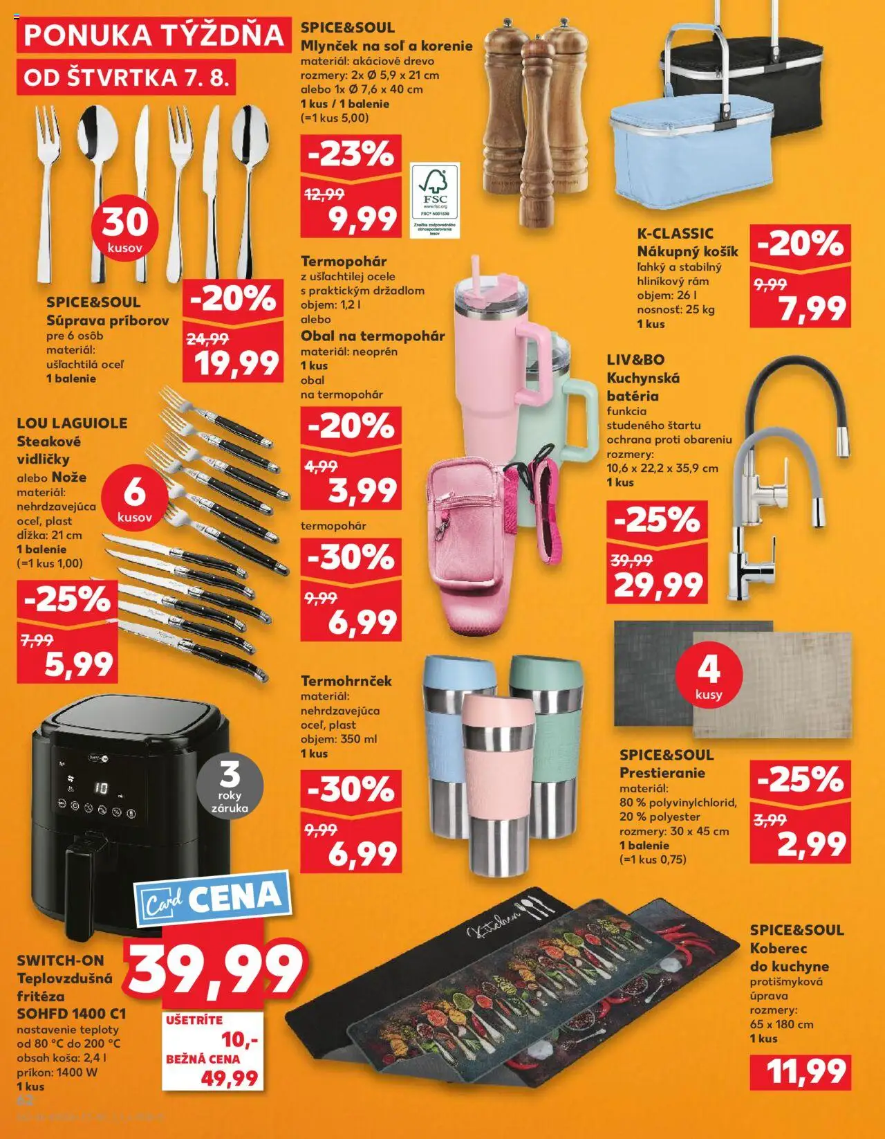 Kaufland Bratislava-Dúbravka │ platný od 07.08.2025 | Strana: 62 | Produkty: Koberec do kuchyne, Koberec, Fritéza, Teplovzdušná frítéza