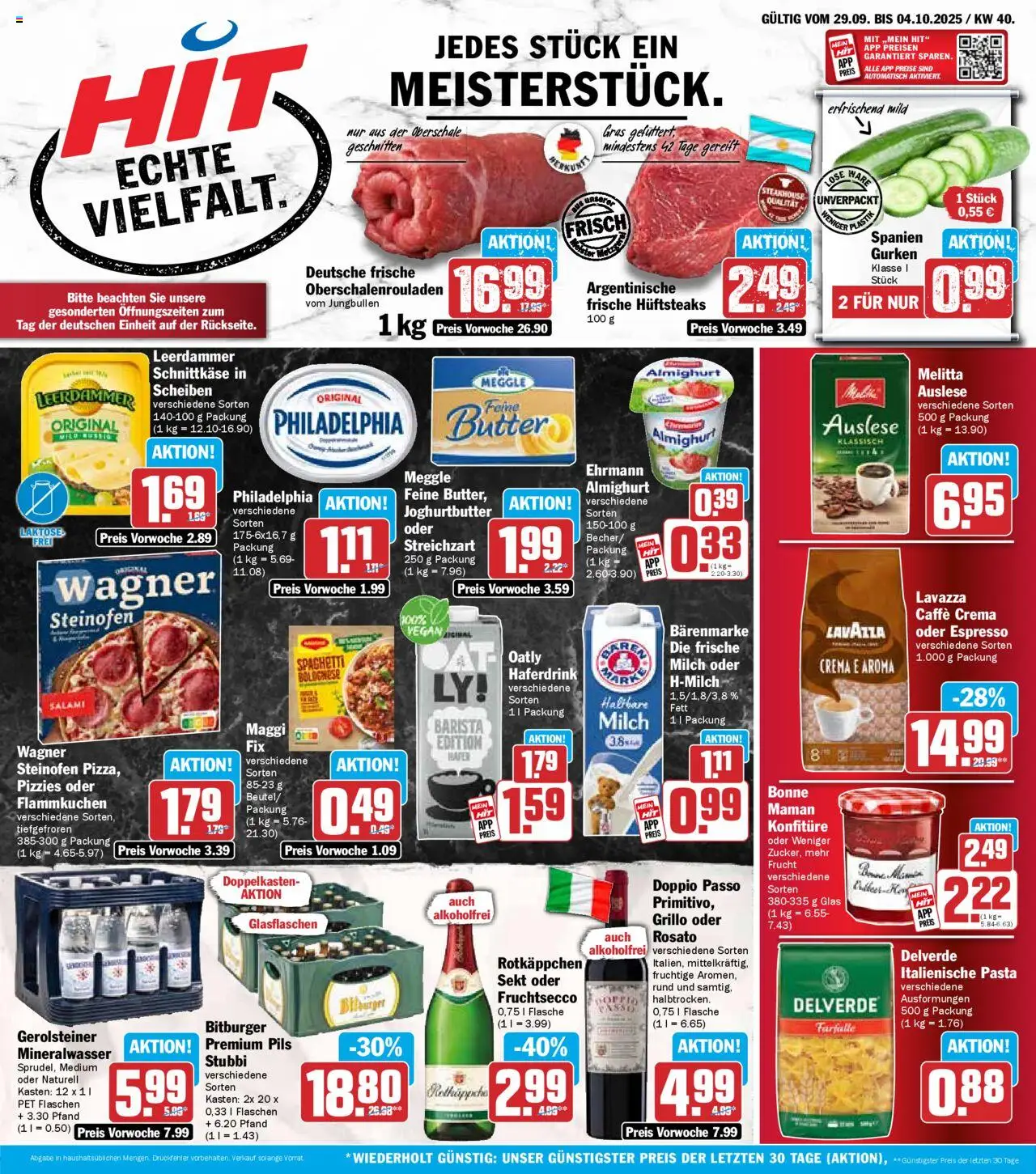 HIT - Hessen – gültig ab 29.09.2025 | Seite: 1 | Produkte: Bitburger, Butter, Fruchtsecco, Salami