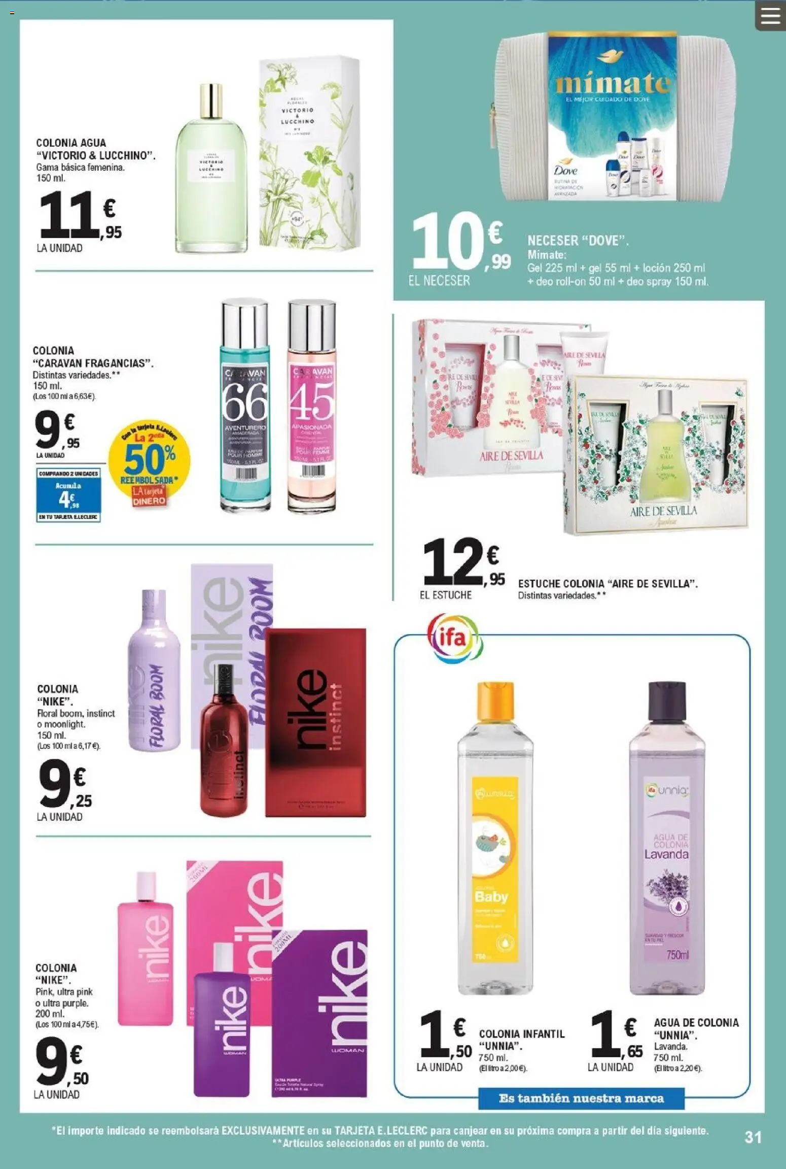 E.Leclerc folleto │ válido desde el 22.04.2026 | Página: 31 | Productos: Agua de colonia, Colonia, Neceser