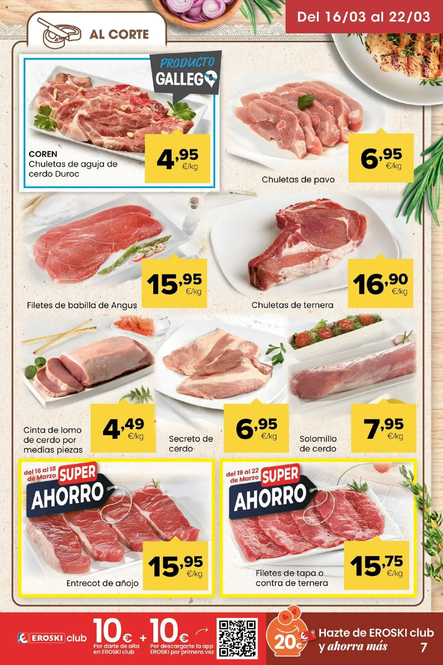 Eroski folleto │ válido desde el 12.03.2026 | Página: 7 | Productos: Chuletas de pavo, Medias, Cerdo