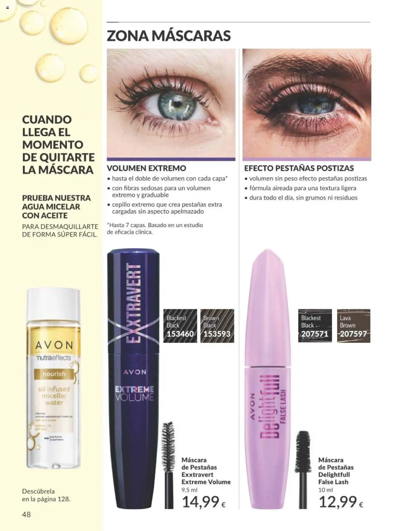 Catálogo AVON campaña 7 │ válido desde el 01.07.2025 | Página: 48 | Productos: Máscara, Pestañas postizas, Aceite, Peso
