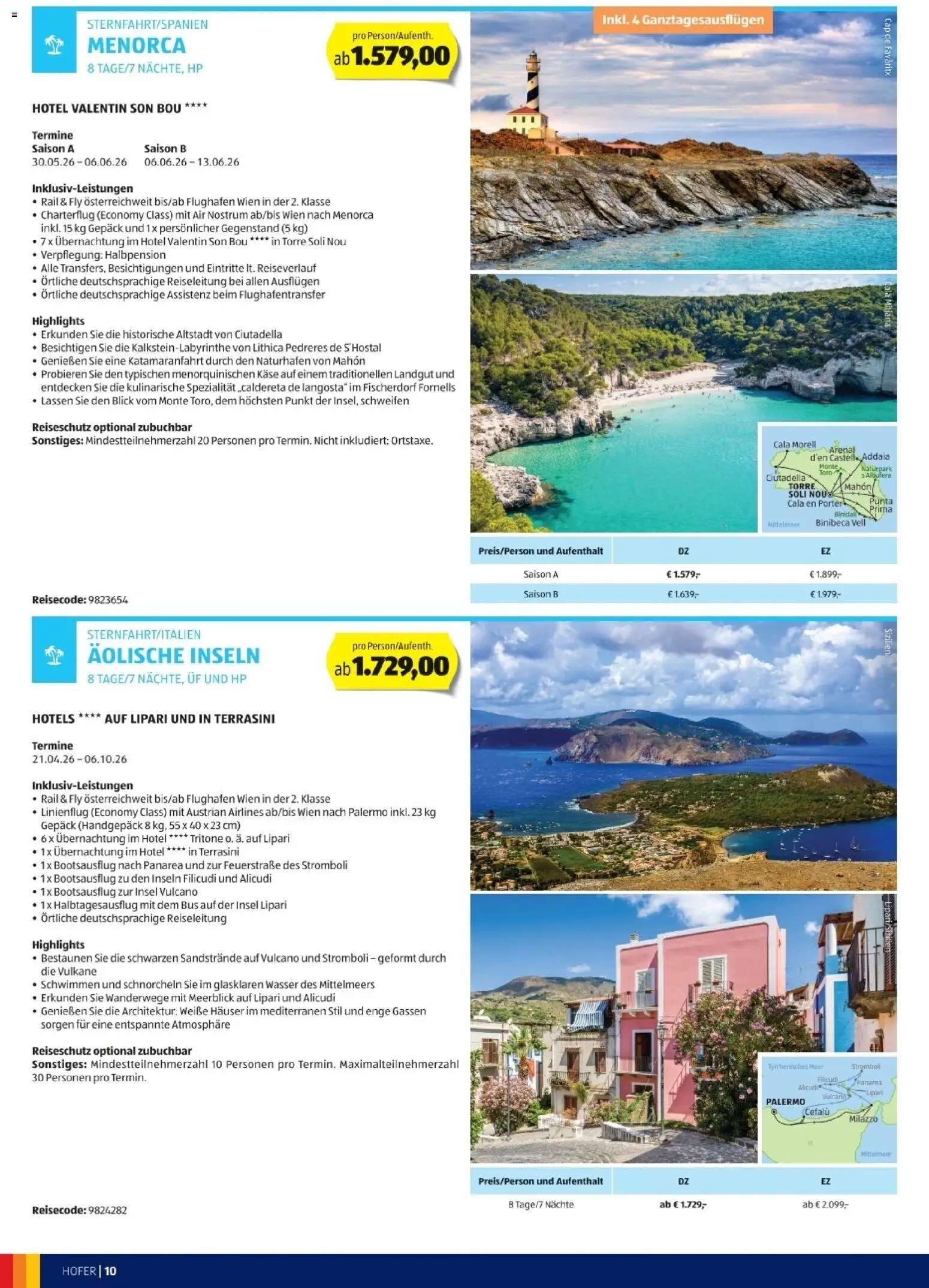 Hofer Reisen Flugblatt gültig ab 29.10.2025 | Seite: 10 | Produkte: Wasser, Käse