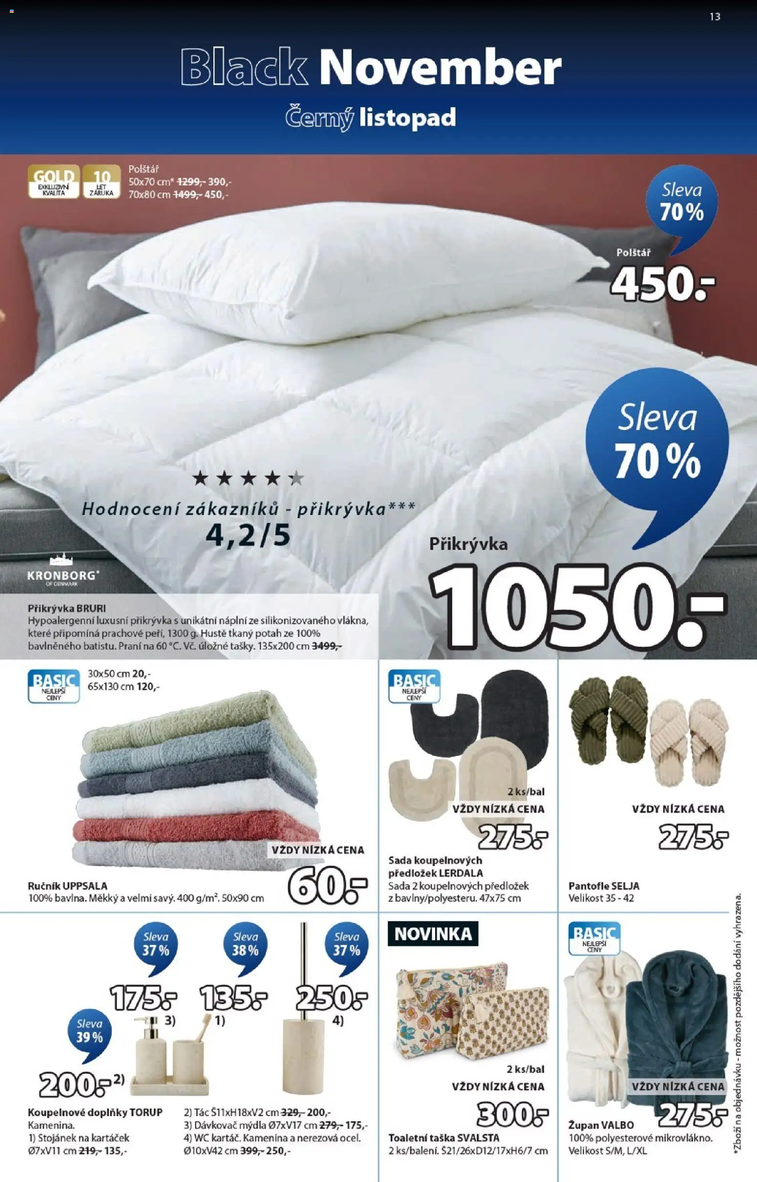 JYSK Black Friday od 12.11.2025 | Strana: 13 | Produkty: Pantofle, Taška, Polštář, Přikrývka