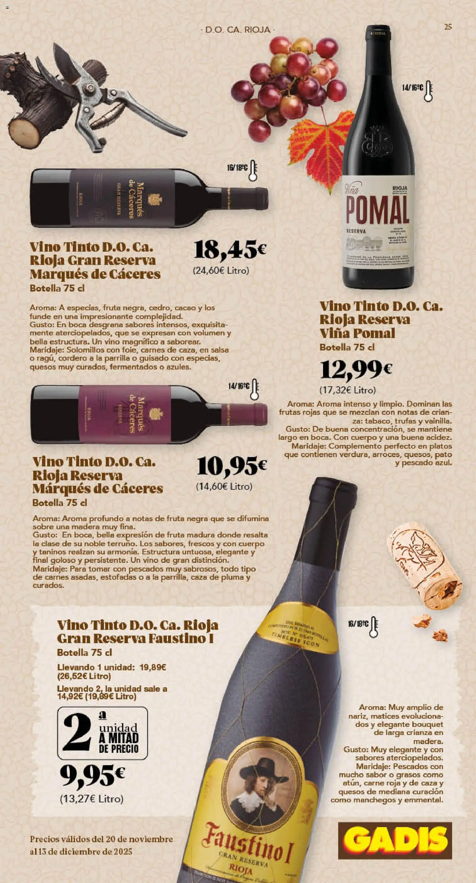 Gadis - folleto │ válido desde el 20.11.2025 | Página: 25 | Productos: Vino, Pescado, Φίλτρο καφέ, Φρυγανιές σικάλεως