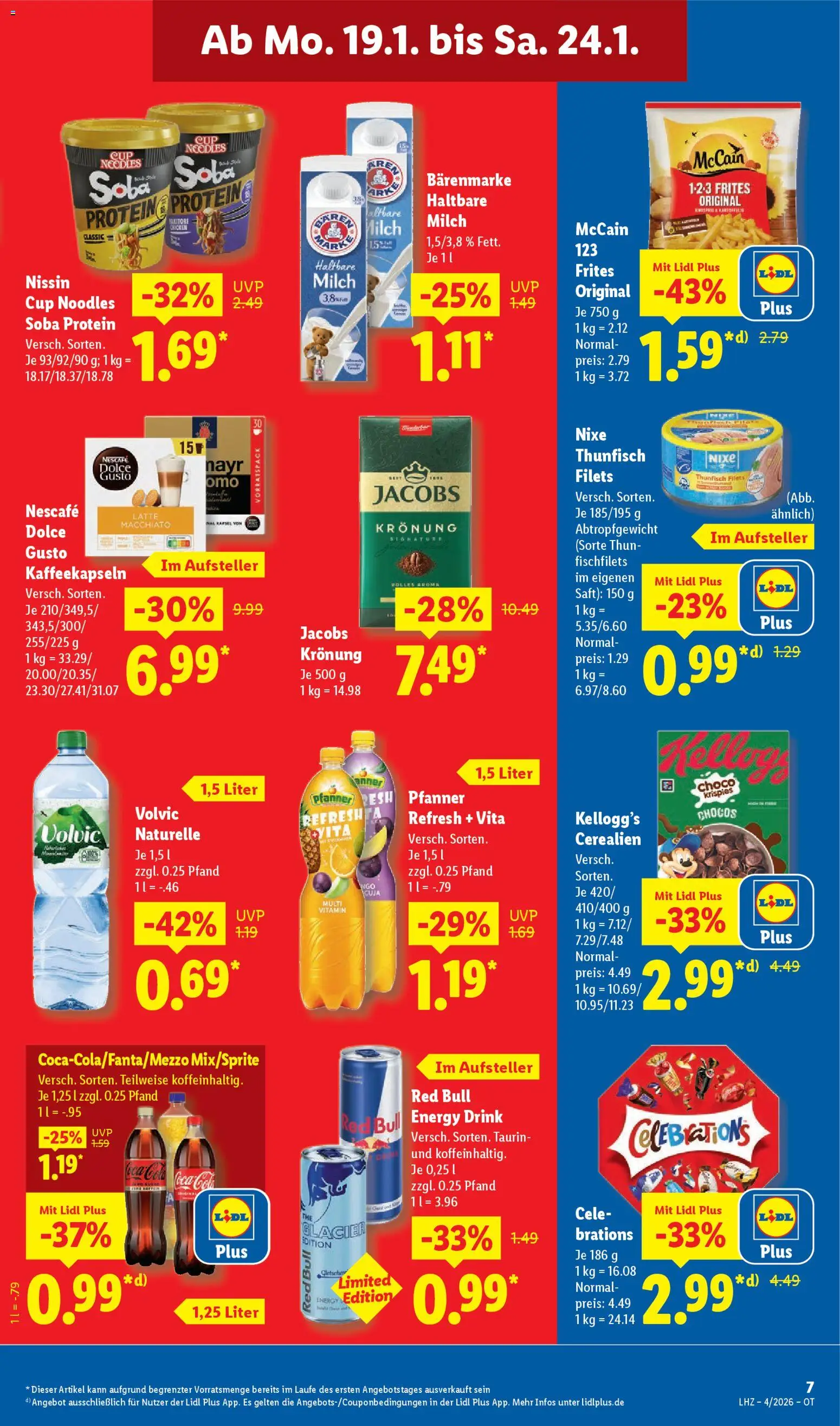 Lidl Prospekt Grimma – gültig ab 19.01.2026 | Seite: 13 | Produkte: Coca cola, Milch, Volvic, Dolce gusto