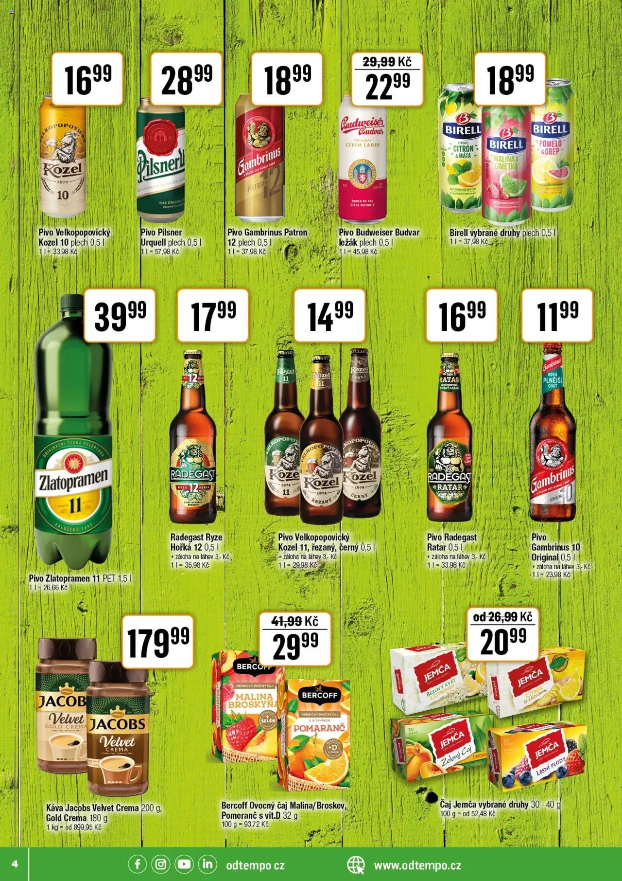 Tempo leták - Tuty od 10.09.2025 | Strana: 4 | Produkty: Zlatopramen, Pivo, Kozel 10, Gambrinus 10