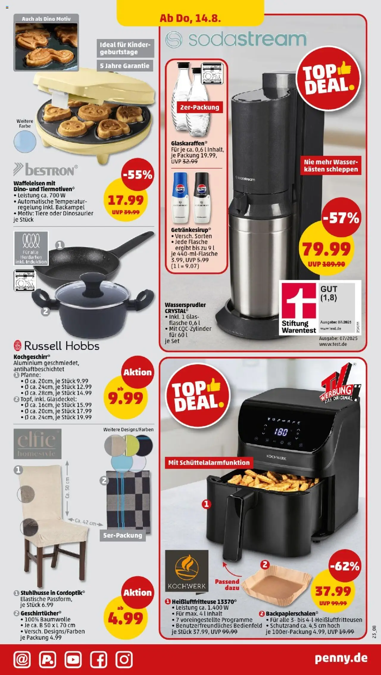 Penny - Niedersachsen - gültig ab dem 11.08.2025 | Seite: 23 | Produkte: Wasser, Waffeleisen, Heißluftfritteuse, Sodastream