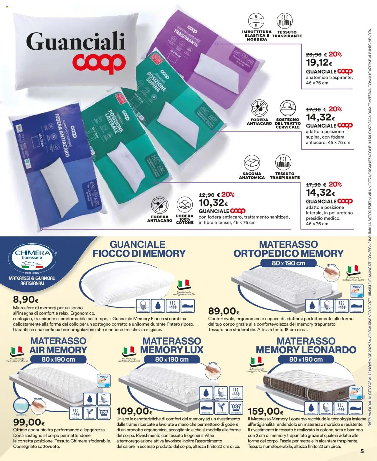 Volantino Ipercoop del 16.10.2025 | Pagina: 5 | Prodotti: Data, Materasso, Guanciale