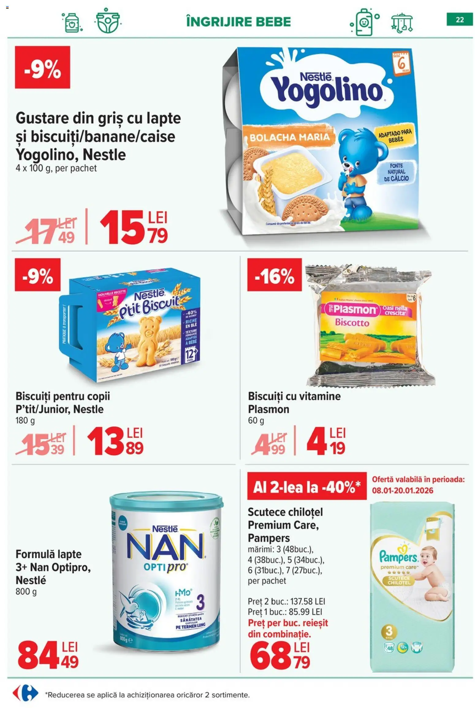 Noul catalog Carrefour – valabil de la 14.01.2026 | Pagină: 24 | Produse: Pară, Lapte, Biscuiți, Scutece