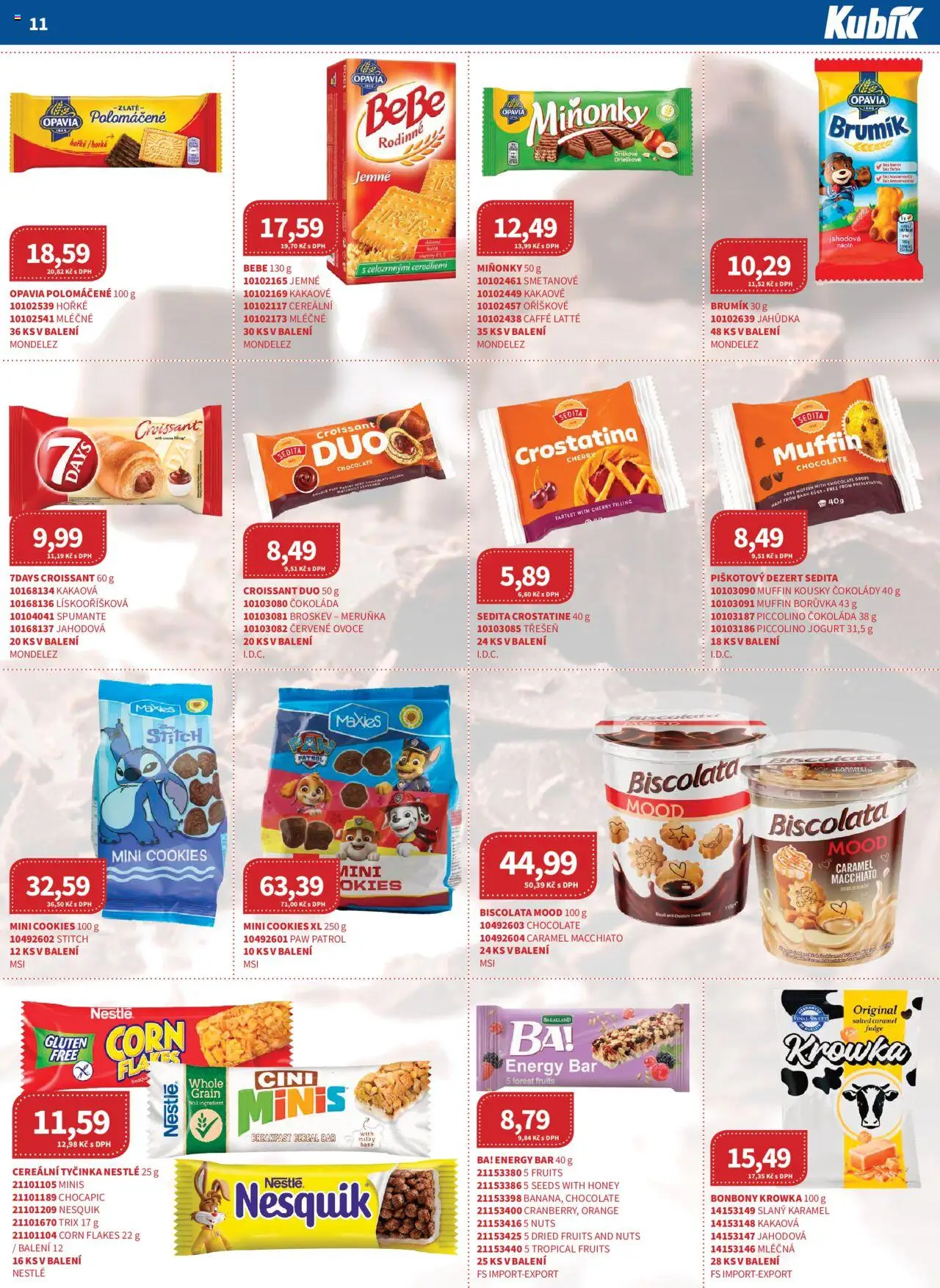 Kubík leták - Velkoobchod 10/2025 od 01.10.2025 | Strana: 11 | Produkty: Bonbóny, Croissant, Chocapic, Bebe