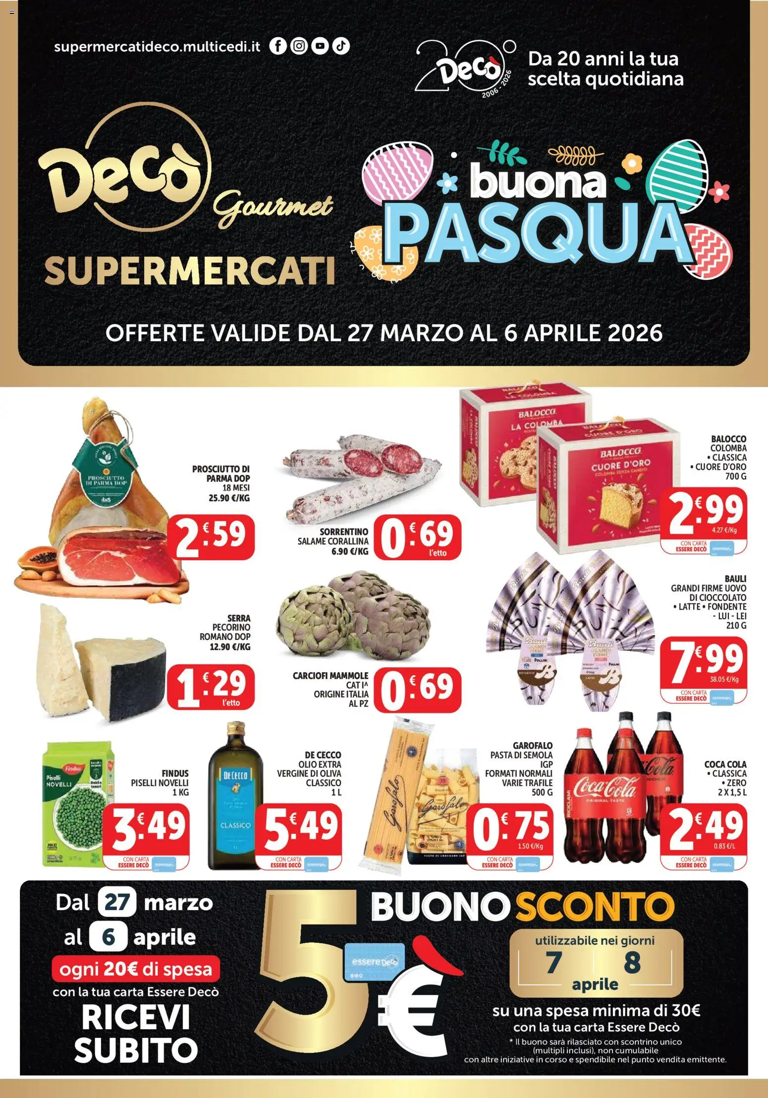 Volantino Decò del 27.03.2026 | Pagina: 1 | Prodotti: Salame, Pasta, Carciofi, Pecorino