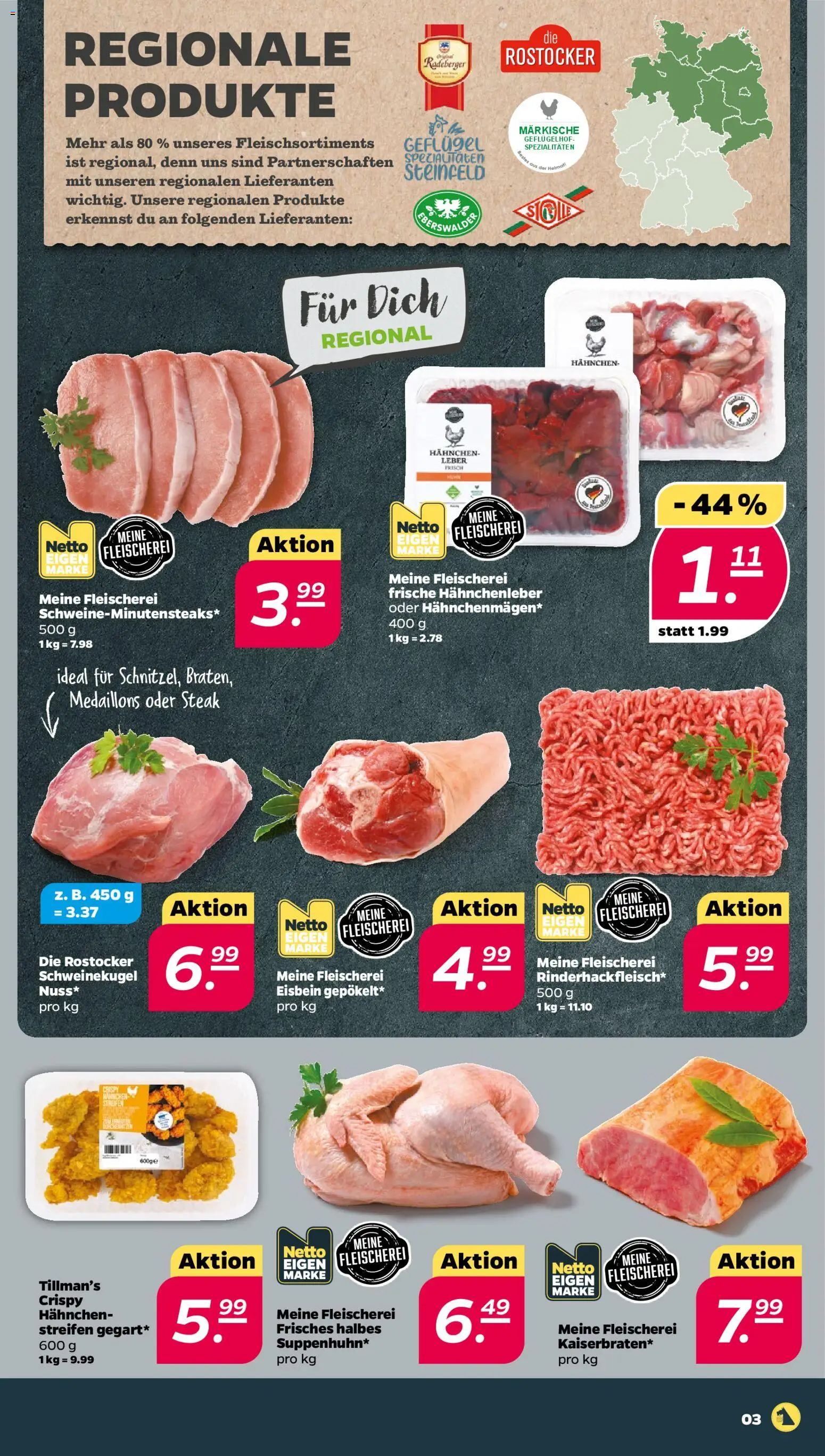 Netto Prospekt 	 – gültig ab 12.01.2026 | Seite: 3 | Produkte: Hahnchen, Steak