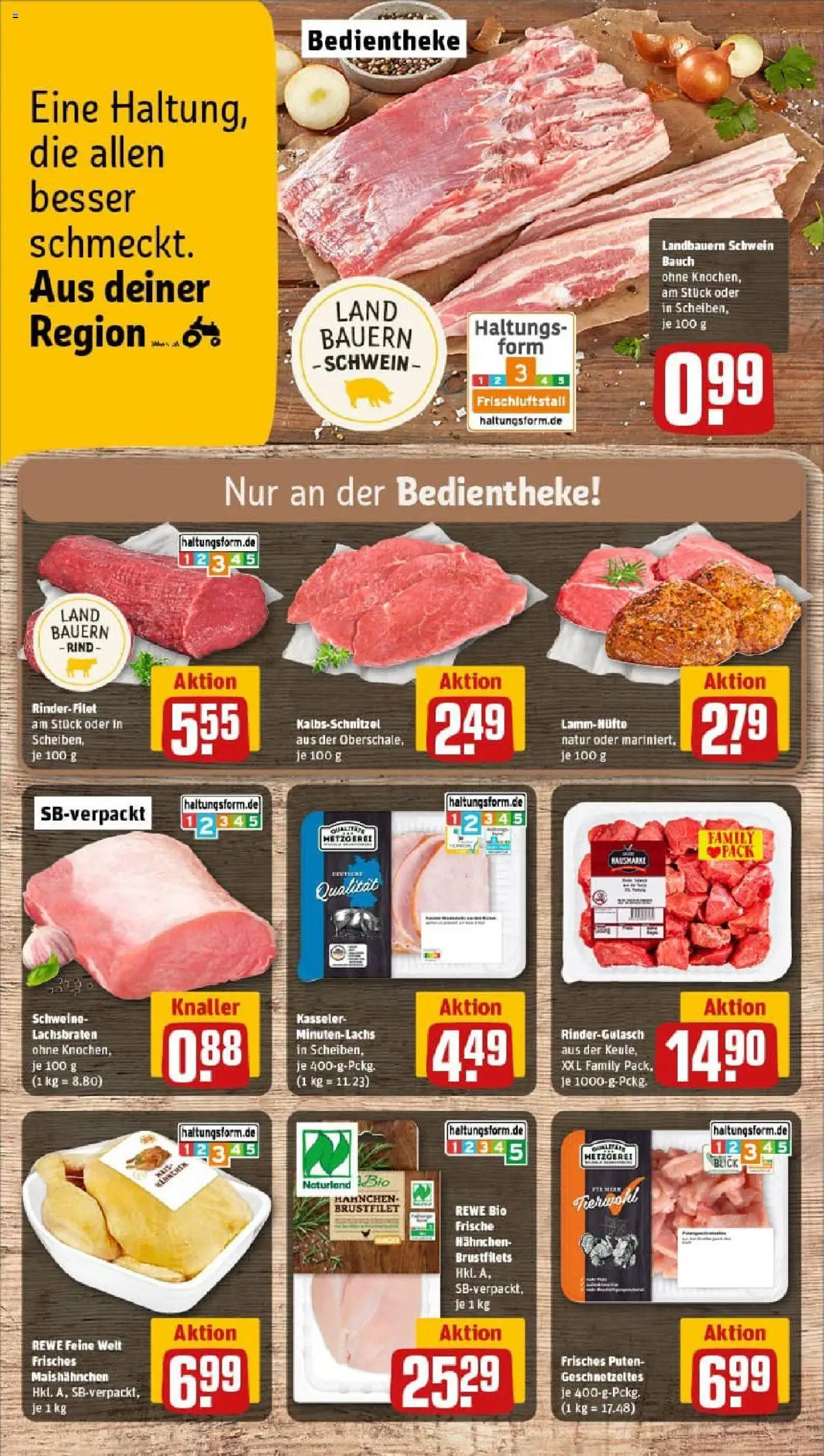 Rewe prospekt Maxdorf	 – gültig ab 13.10.2025 | Seite: 8 | Produkte: Rindergulasch, Hahnchen, Rinderfilet