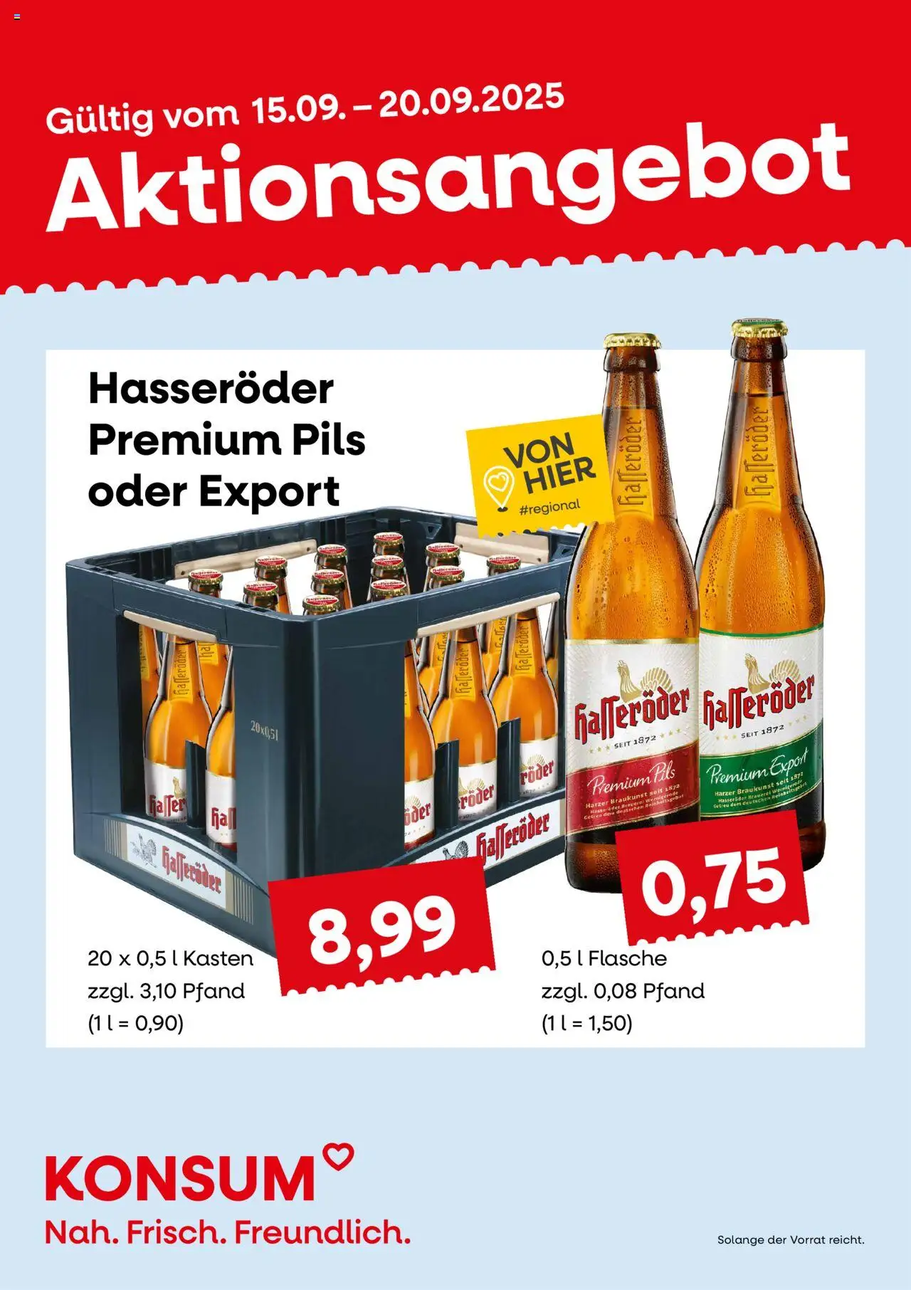 KONSUM Leipzig Prospekt – gültig ab 15.09.2025 | Seite: 1 | Produkte: Pils, Hasseröder