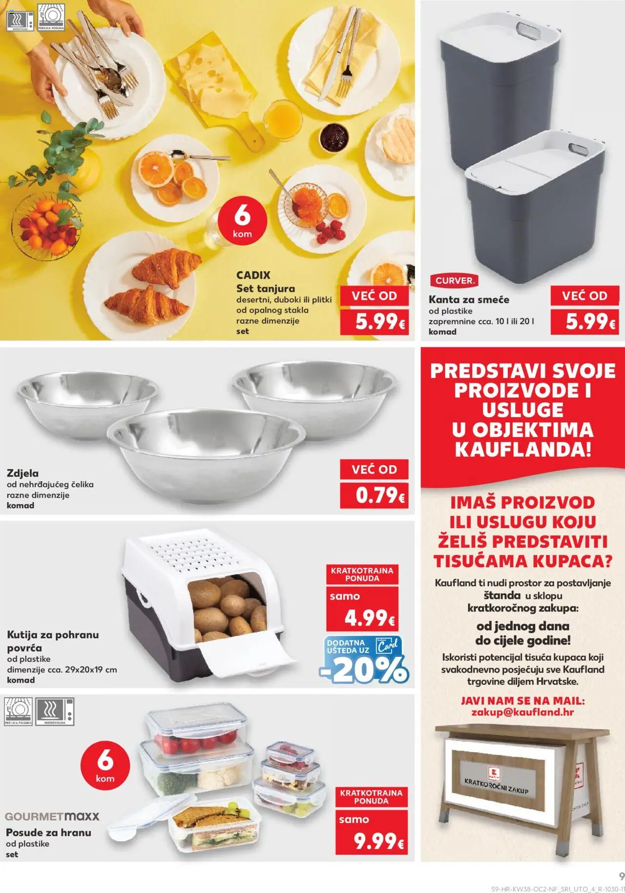 Kaufland katalog | vrijedi od 17.09.2025 | Stranica: 9 | Proizvodi: Set tanjura, Perilica posuđa, Kanta za smeće, Zdjela
