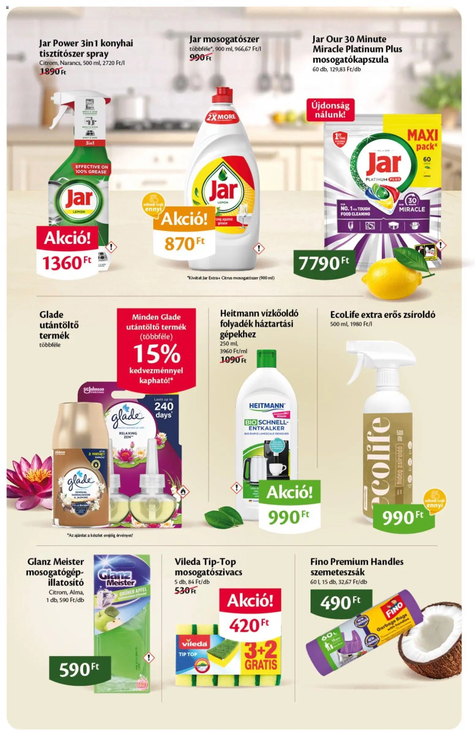 EcoFamily akciós ujság - amely érvényes a következő dátumtól: 05.02.2026 | Oldal: 14 | Termékek: Jar mosogatószer, Szemeteszsák, Vízkőoldó, Vileda