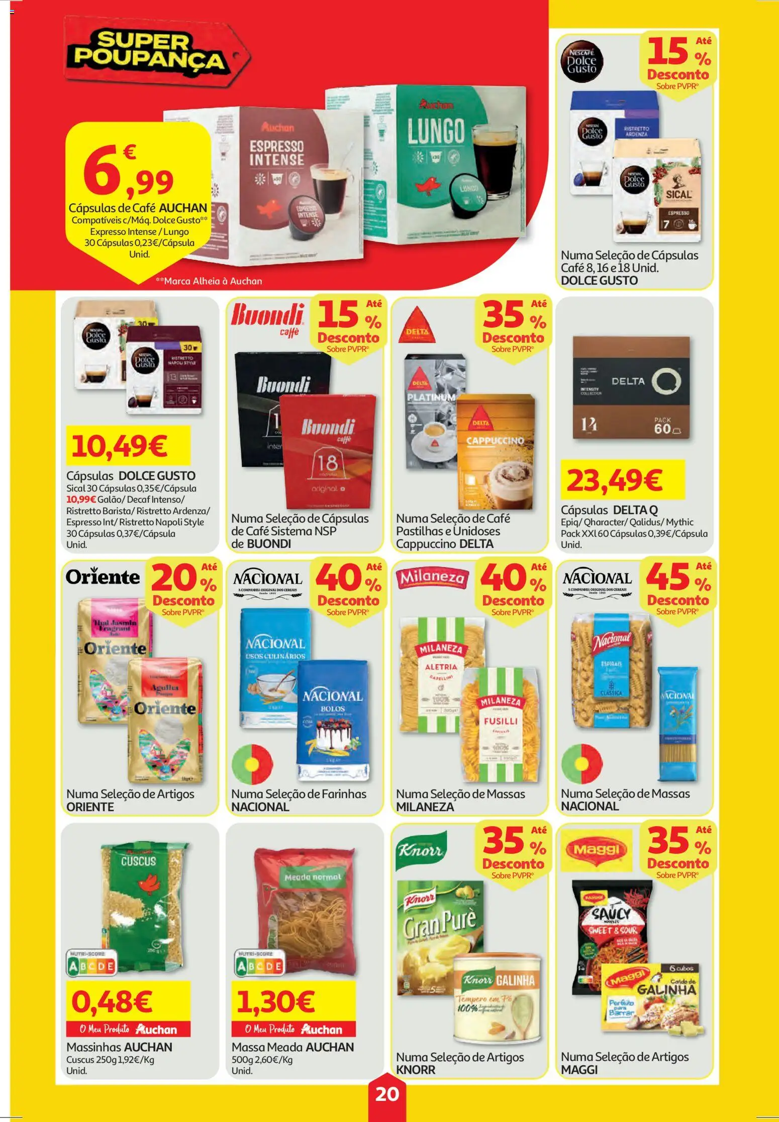 Auchan folheto │ válido de 11.12.2025 | Página: 20 | Produtos: Capsulas dolce gusto, Cápsulas café, Café, Massa