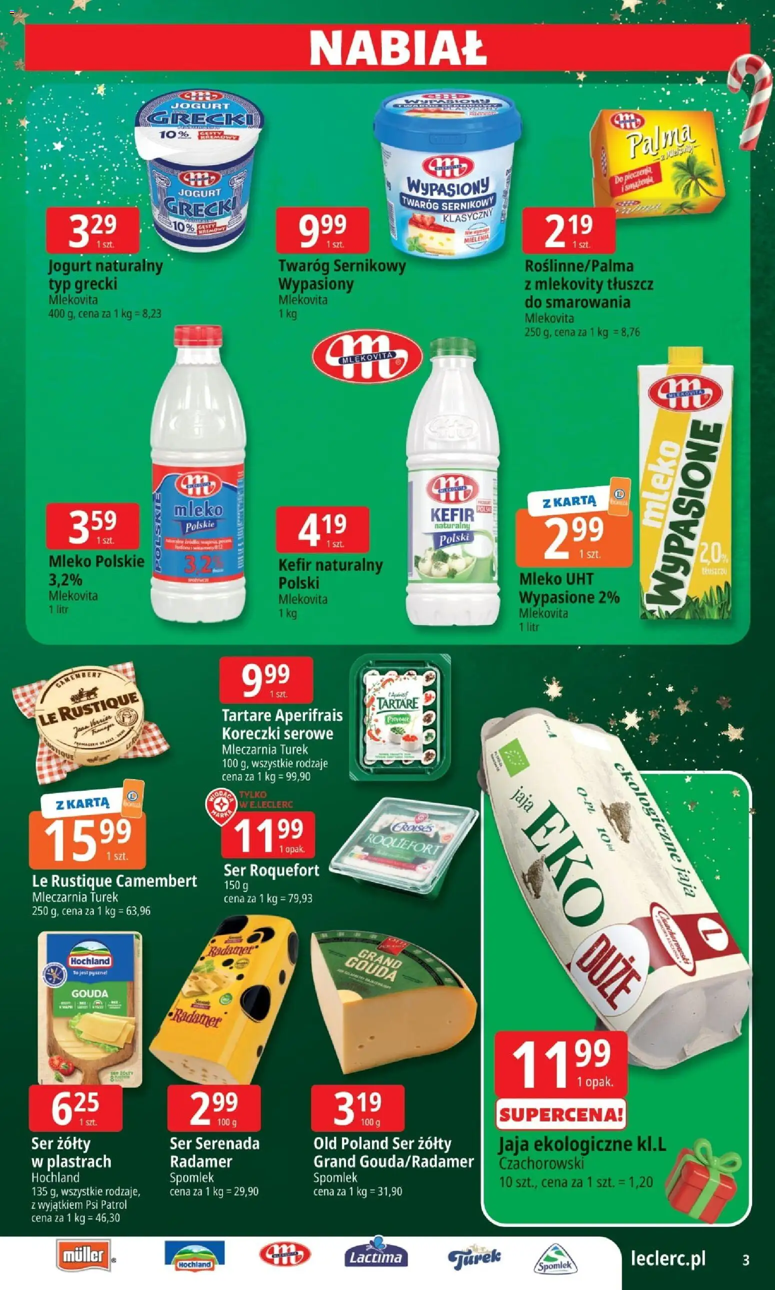 E.Leclerc Gazetka - Radom od 25.11.2025 | Strona: 3 | Produkty: Ser żółty, Kefir, Jogurt, Jaja