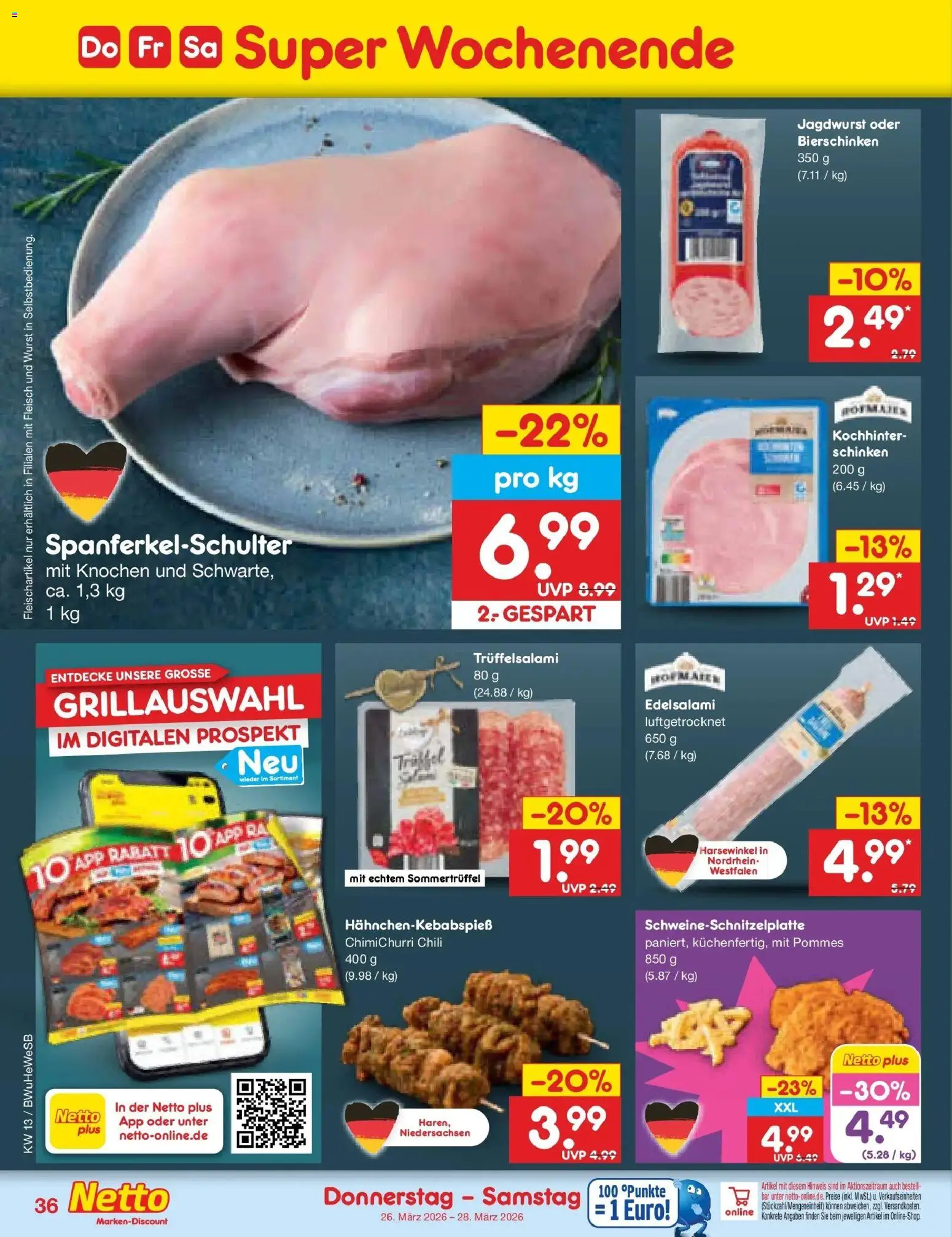 Netto Marken-Discount Prospekt Stemwede-Dielingen	 – gültig ab 23.03.2026 | Seite: 52 | Produkte: Pommes, Wurst, Schinken, Fleisch