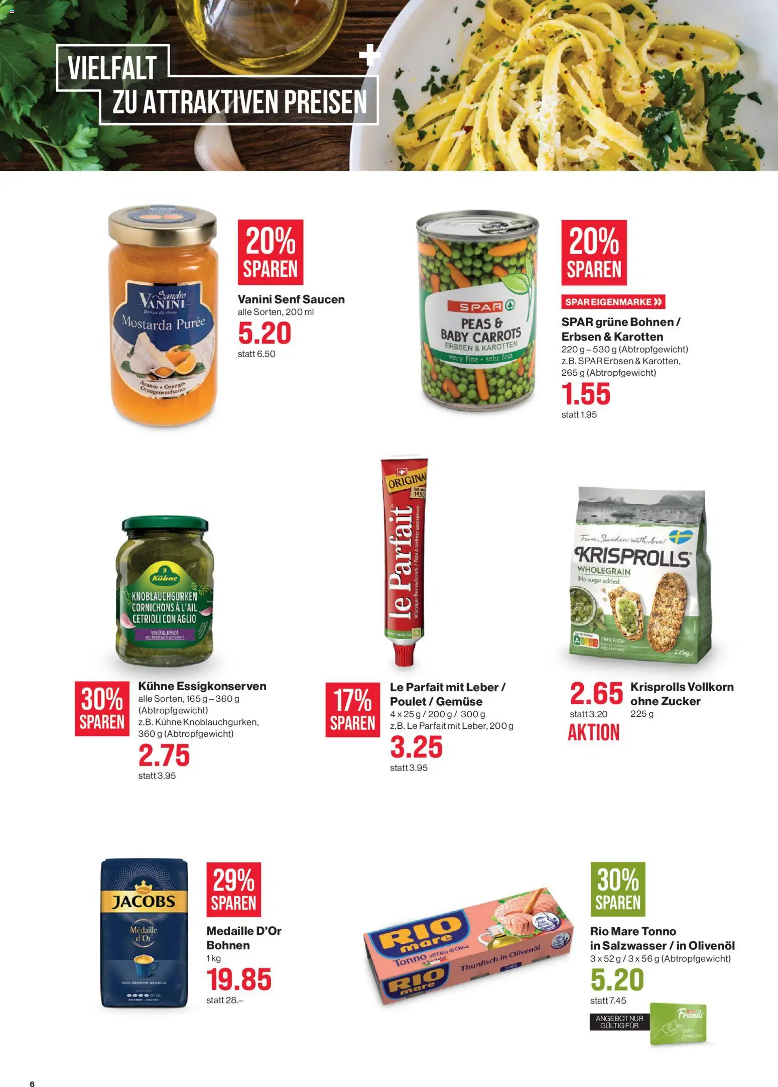 SPAR aktionen – gültig ab 09.04.2026 | Seite: 6 | Produkte: Erbsen, Gemüse, Zucker