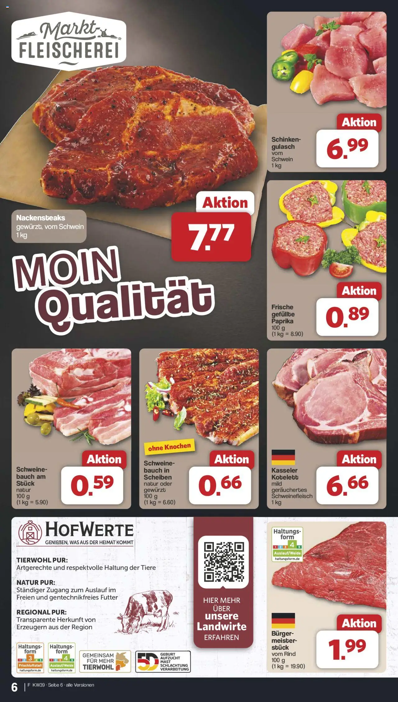 Famila Nordwest Prospekt 	 – gültig ab 22.09.2025 | Seite: 6 | Produkte: Nackensteaks, Paprika, Gulasch, Schinken