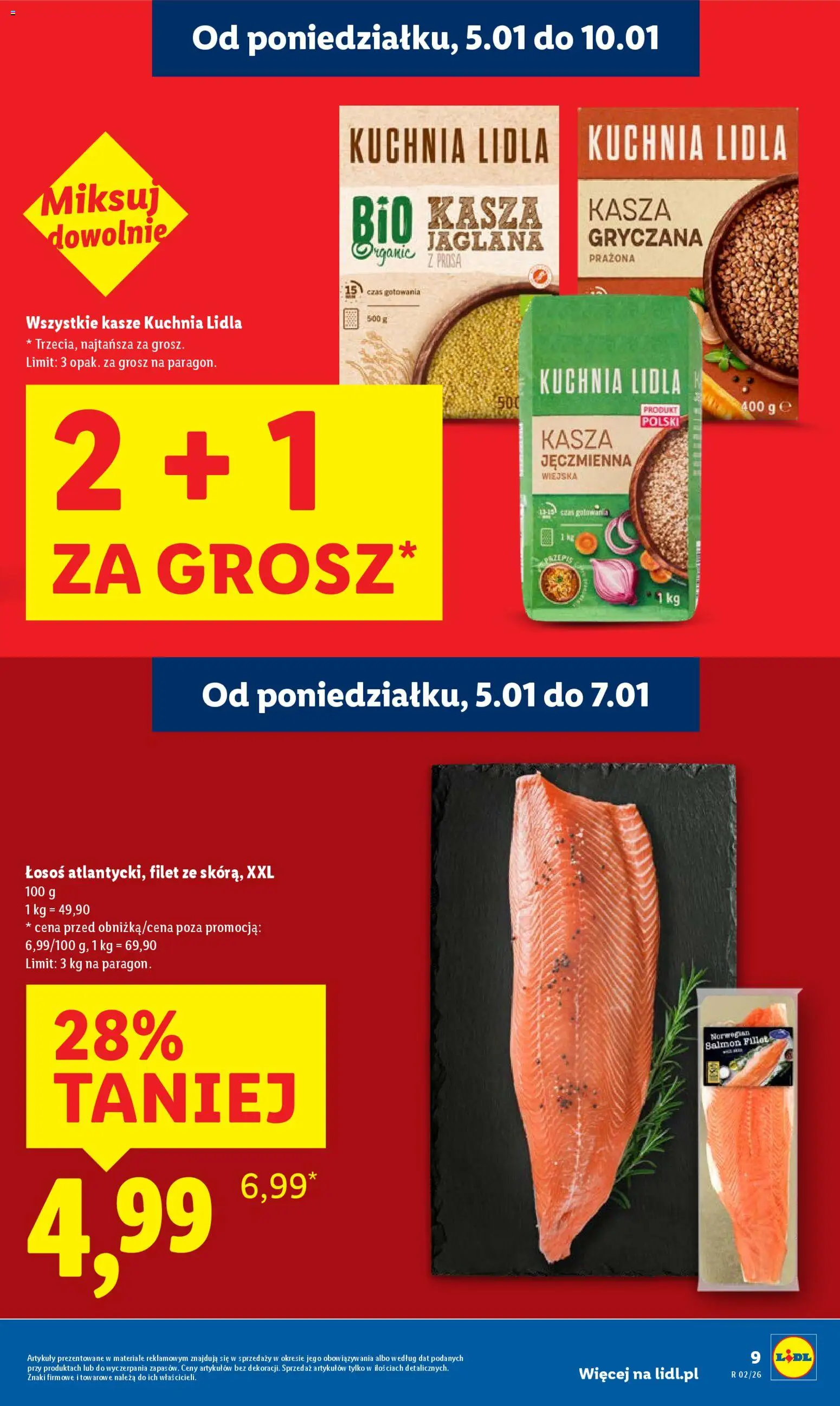 Lidl Gazetka od 05.01.2026 | Strona: 9 | Produkty: Kasza, Kasza jęczmienna, Łosoś