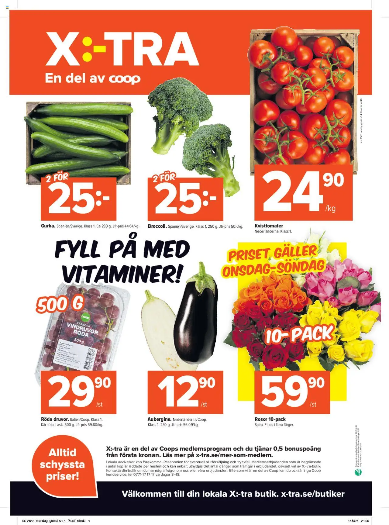 Coop X:-TRA reklamblad aktuell från 13.10.2025 | Sida: 4 | Produkter: Vindruvor, Galler