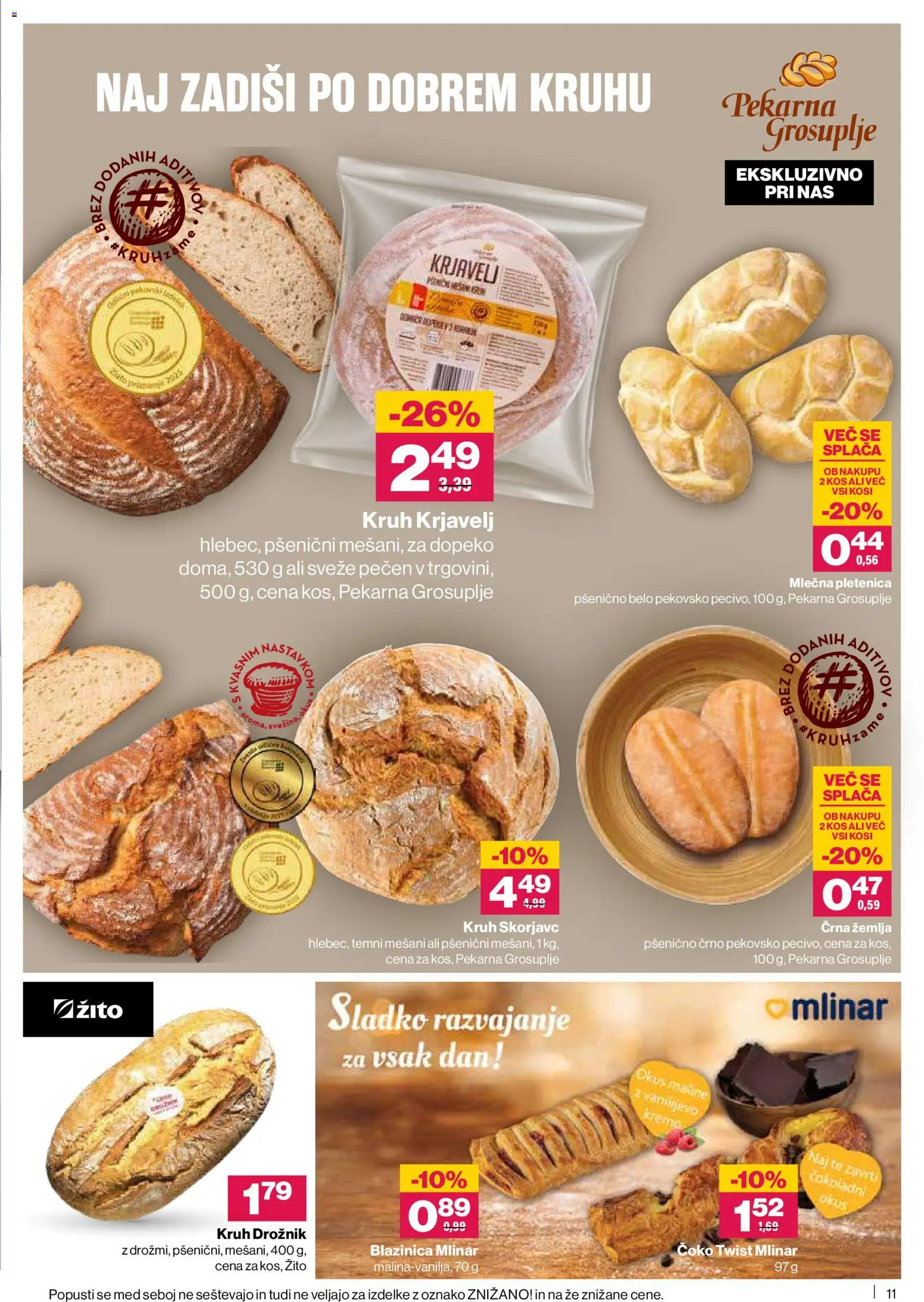 Novi Mercator katalog ponudbe – veljaven od 22.01.2026 | Stran: 11 | Izdelki: Žemlja, Pekarna, Kruh, Maline