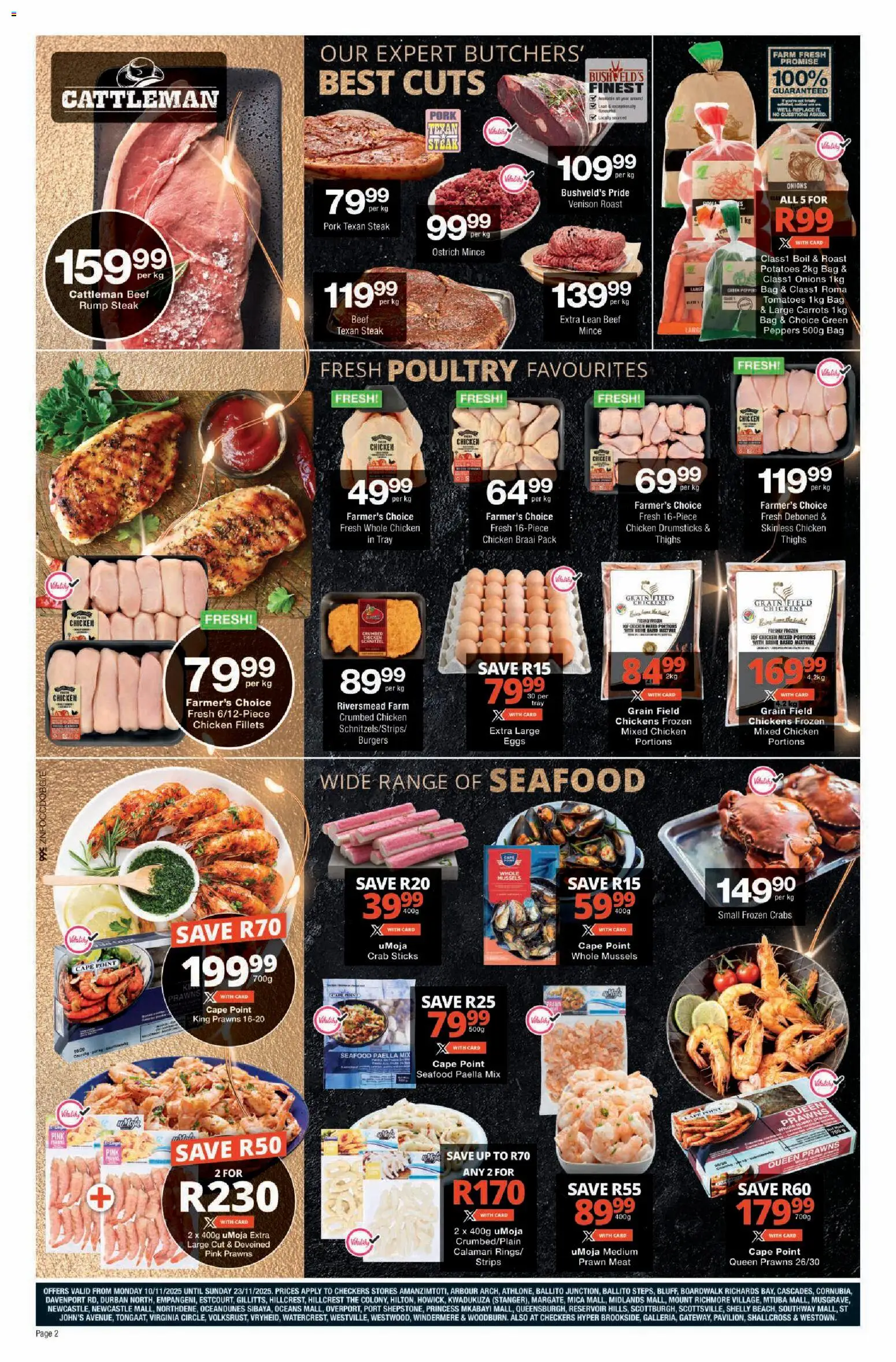 New Checkers catalogue – valid from 10.11.2025 | Page: 2 | Products: Tray, Pork, Tomatoes, Onions