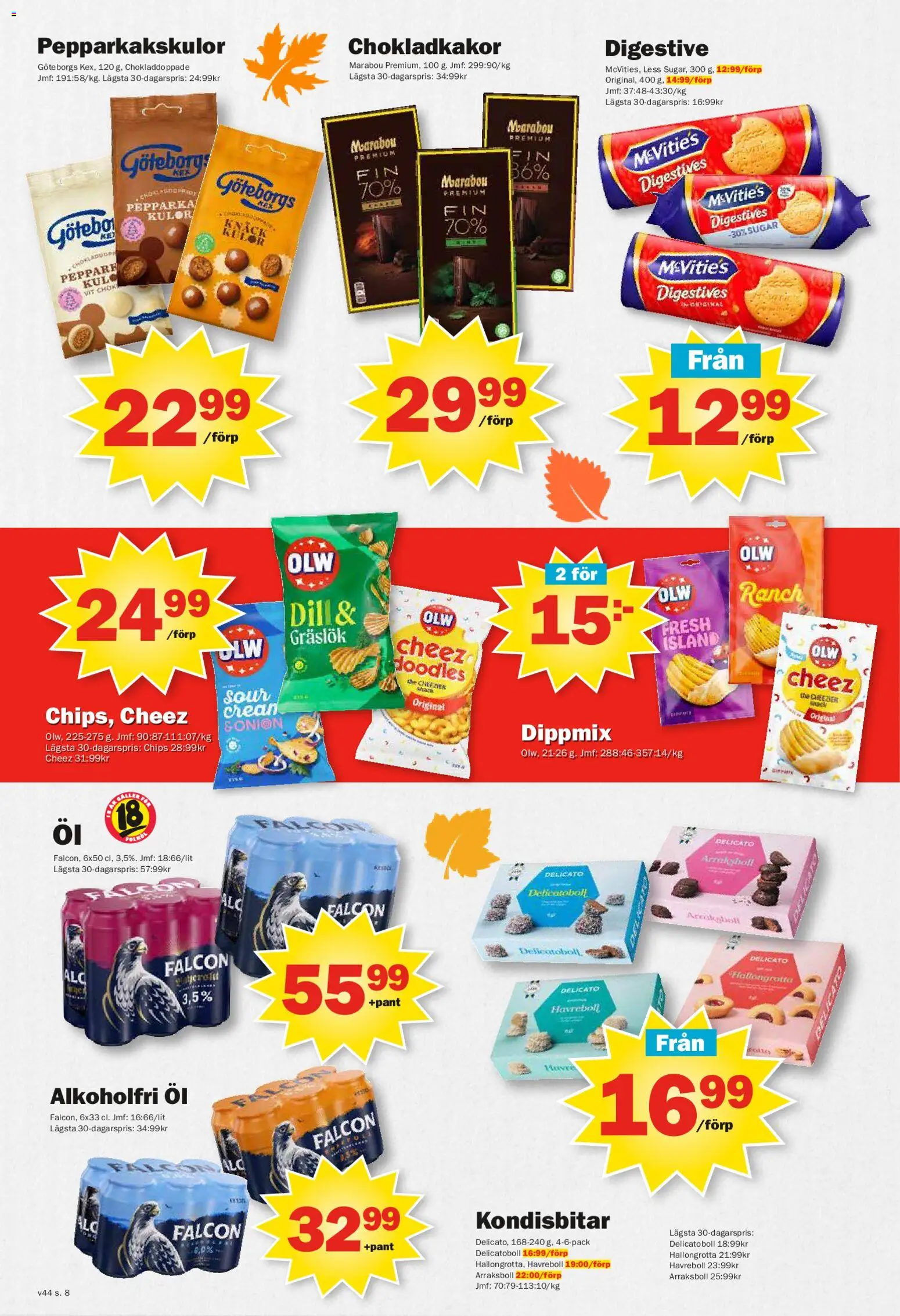 Pekås reklamblad aktuell från 27.10.2025 | Sida: 8 | Produkter: Digestive, Gräslök, Chips, Öl