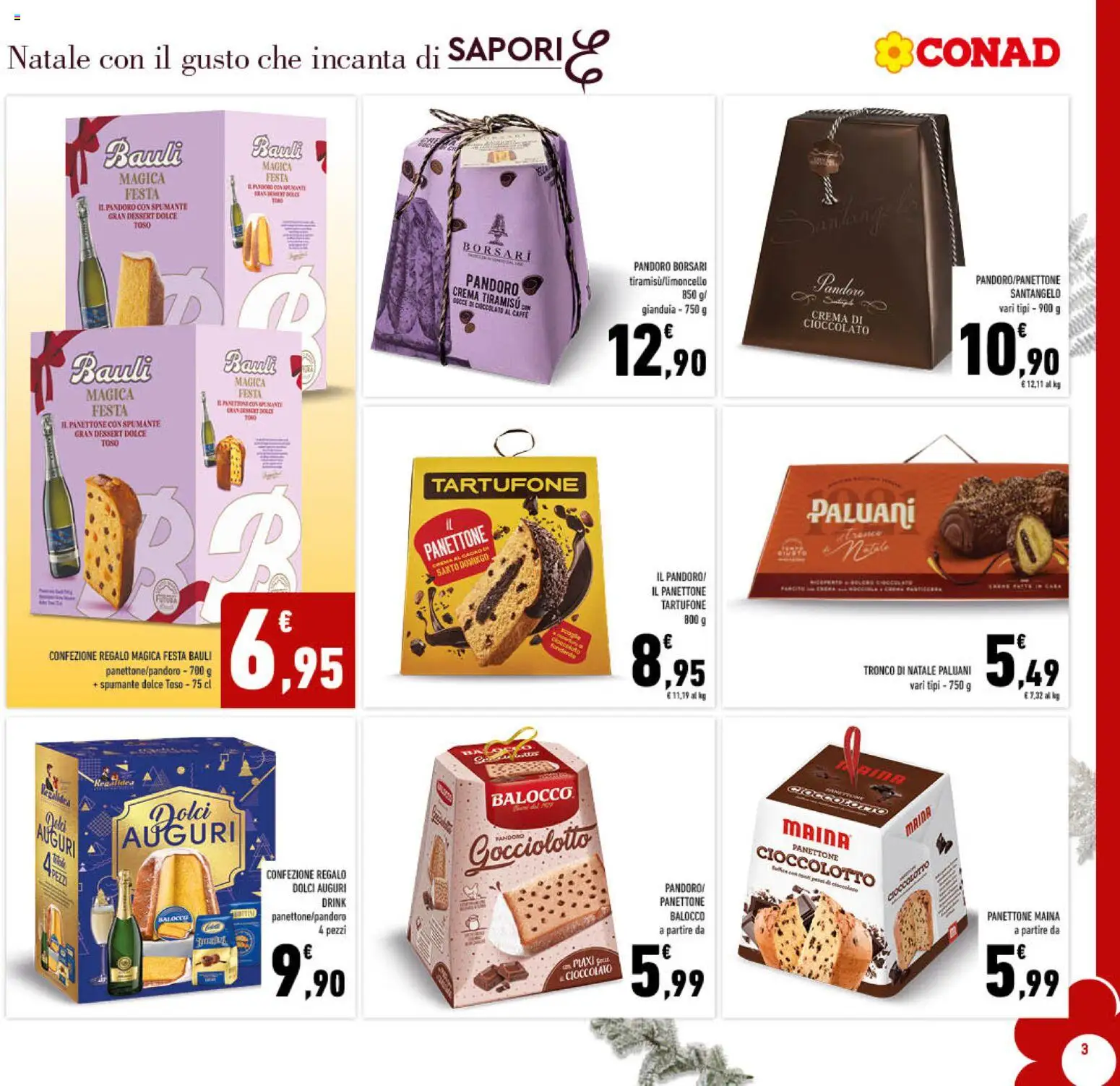 Volantino Conad del 10.12.2025 | Pagina: 3 | Prodotti: Crema, Pandoro, Panettone, Spumante