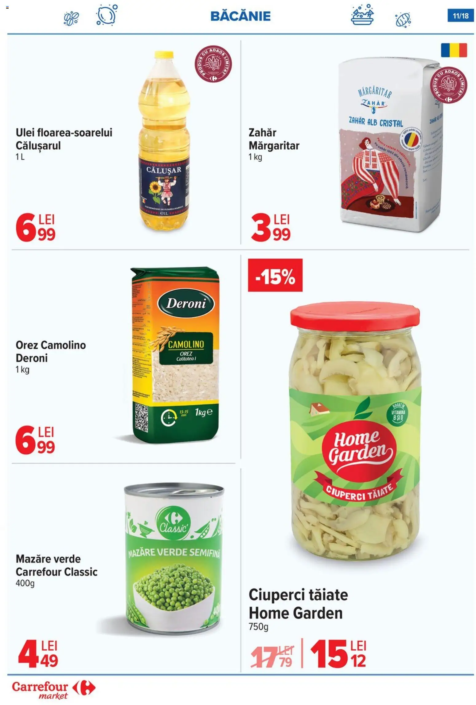 Noul catalog Carrefour – valabil de la 12.11.2025 | Pagină: 11 | Produse: Mazăre, Ulei, Orez, Zahăr