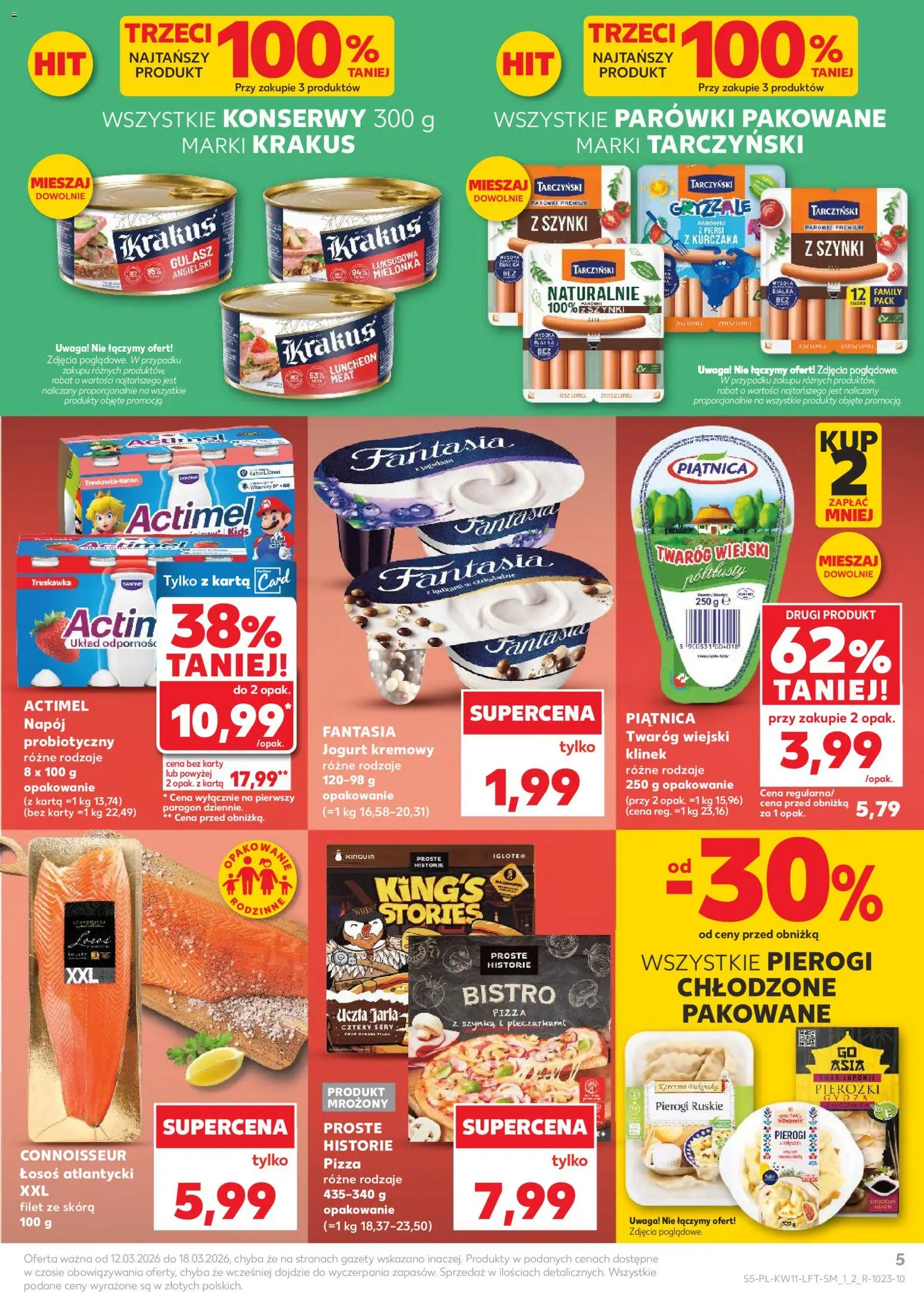 Kaufland Polsko leták od 12.03.2026 | Strana: 5 | Produkty: Luncheon meat, Pizza, Gyoza, Actimel