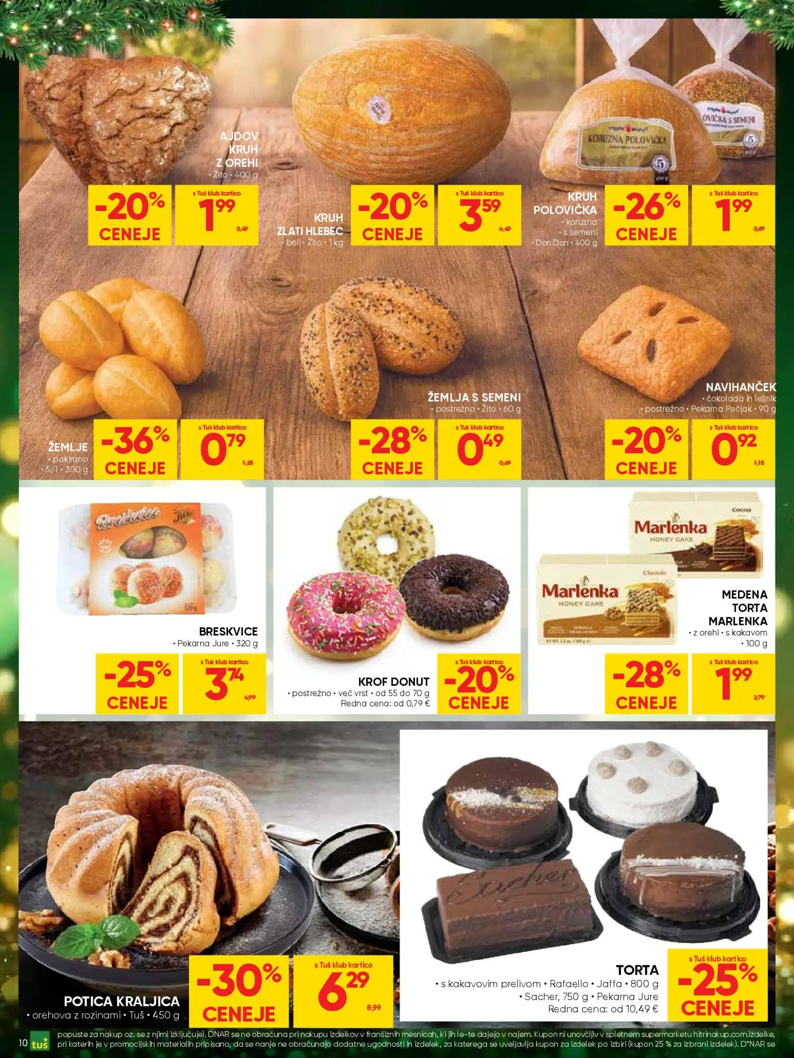 Novi Tuš katalog ponudbe – veljaven od 23.12.2025 | Stran: 10 | Izdelki: Žemlja, Pekarna, Hlebec, Cokolada