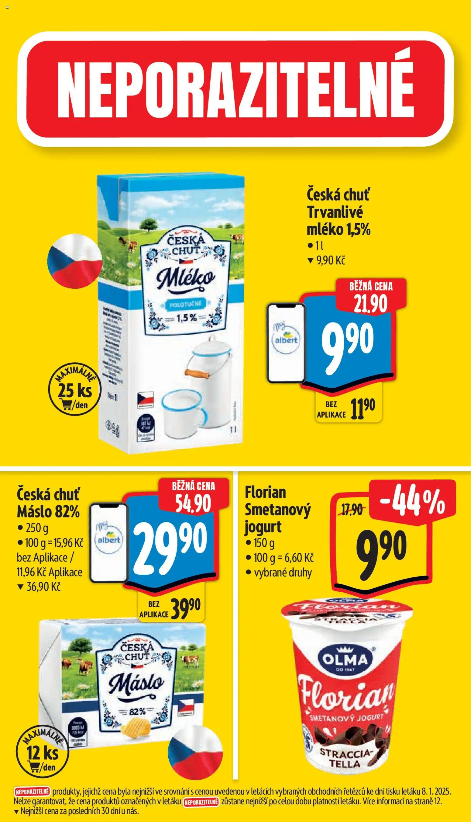 Albert leták - Supermarket od 14.01.2026 | Strana: 3 | Produkty: Mléko, Máslo, Smetanový jogurt, Jogurt