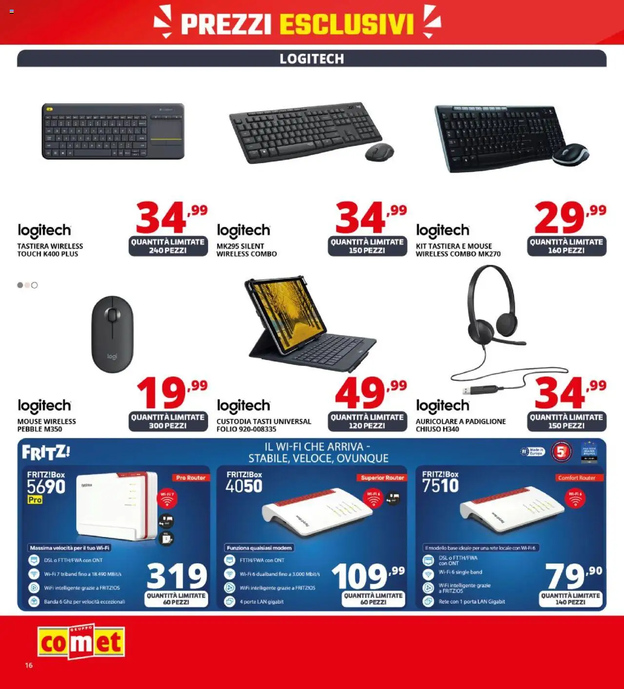 Volantino Comet del 09.10.2025 | Pagina: 16 | Prodotti: Router, Mouse, Tastiera