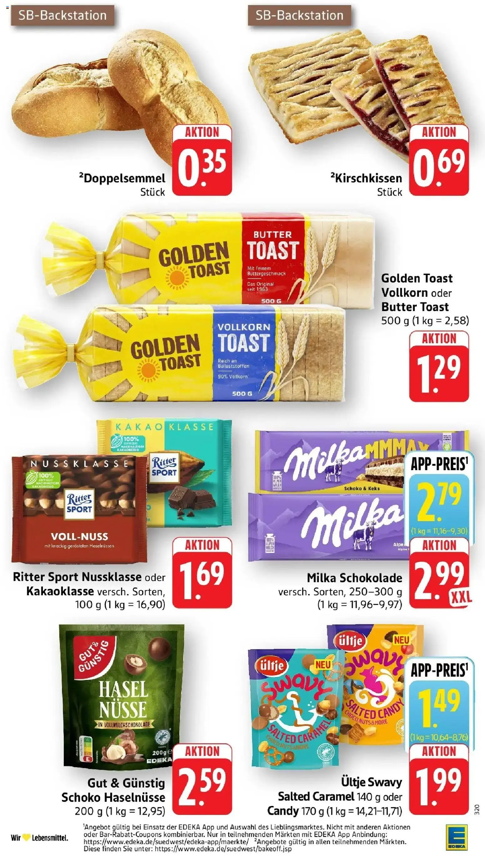 Edeka prospekt Steinfeld	 – gültig ab 15.03.2026 | Seite: 29 | Produkte: Toast, Milka schokolade, Ritter sport, Milka