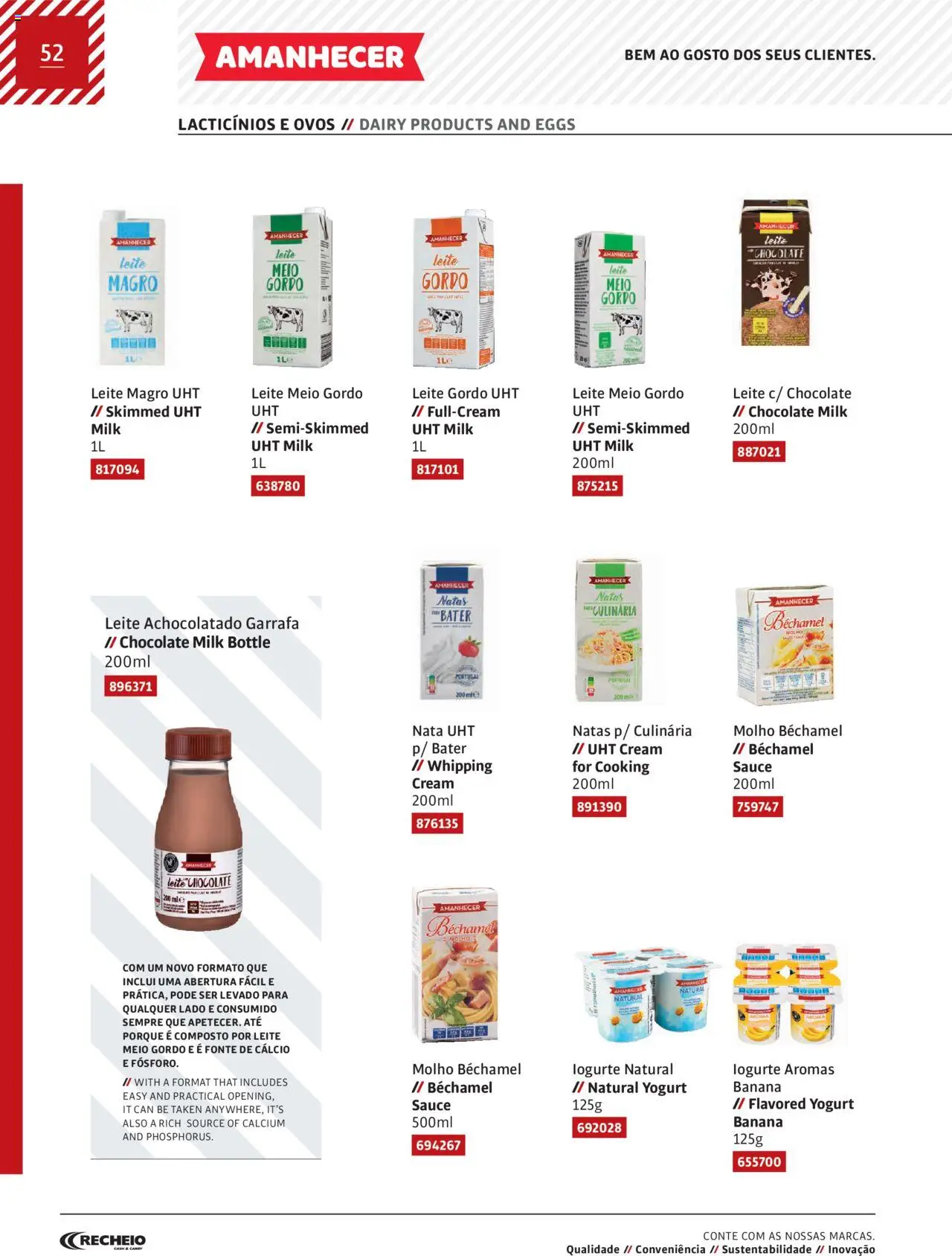Recheio Amanhecer │ válido de 11.07.2024 | Página: 52 | Produtos: Leite, Chocolate, Nata, Natas