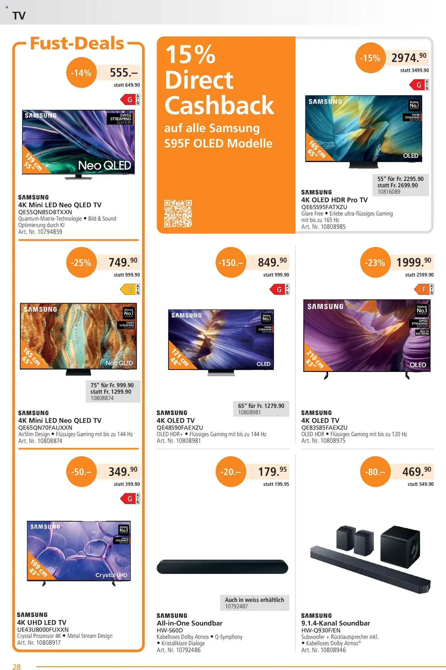 Fust aktionen – gültig ab 23.03.2026 | Seite: 28 | Produkte: Soundbar, TV, Samsung