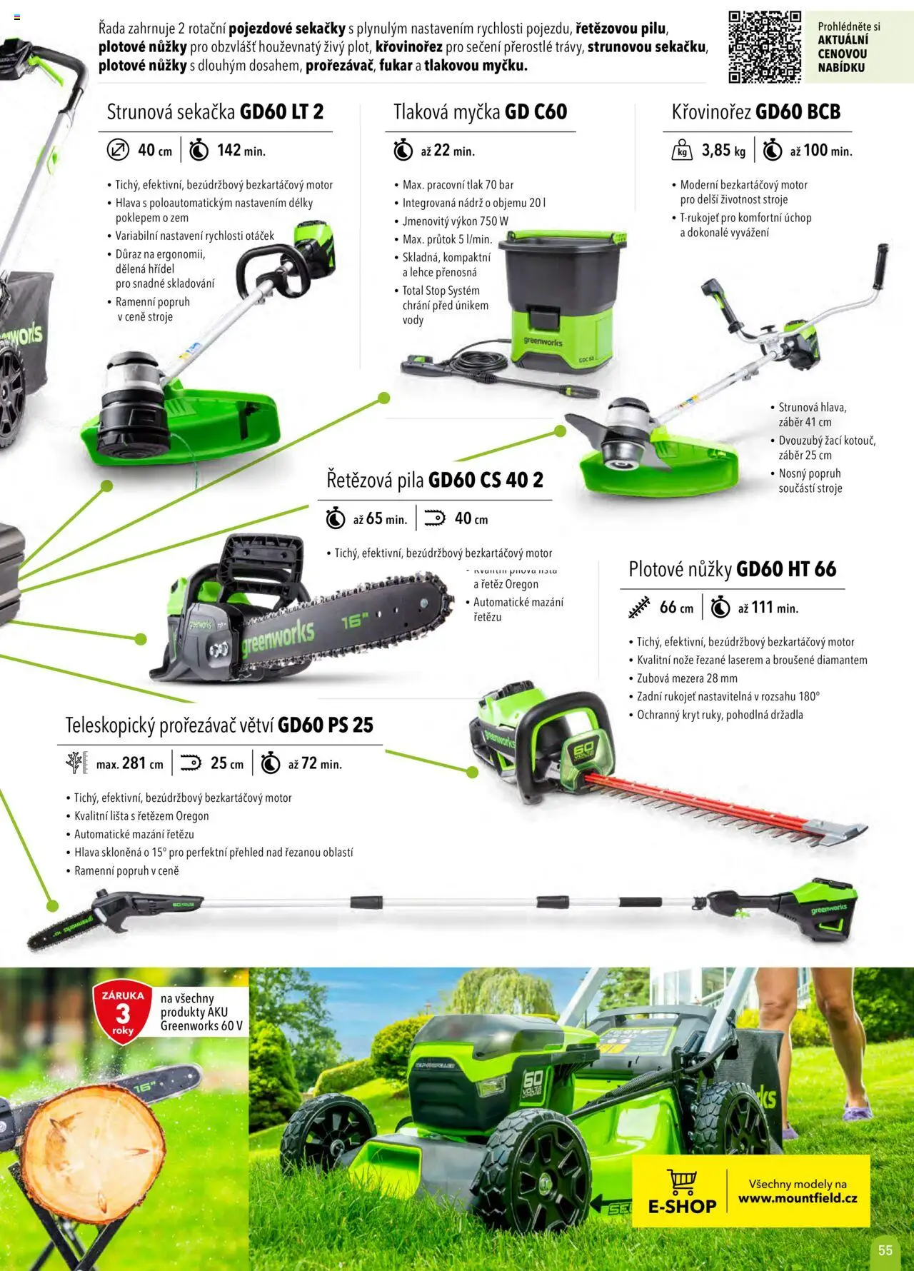Mountfield katalog 2025 od 16.04.2025 | Strana: 55 | Produkty: Myčka, Strunová sekačka, Křovinořez, Pila