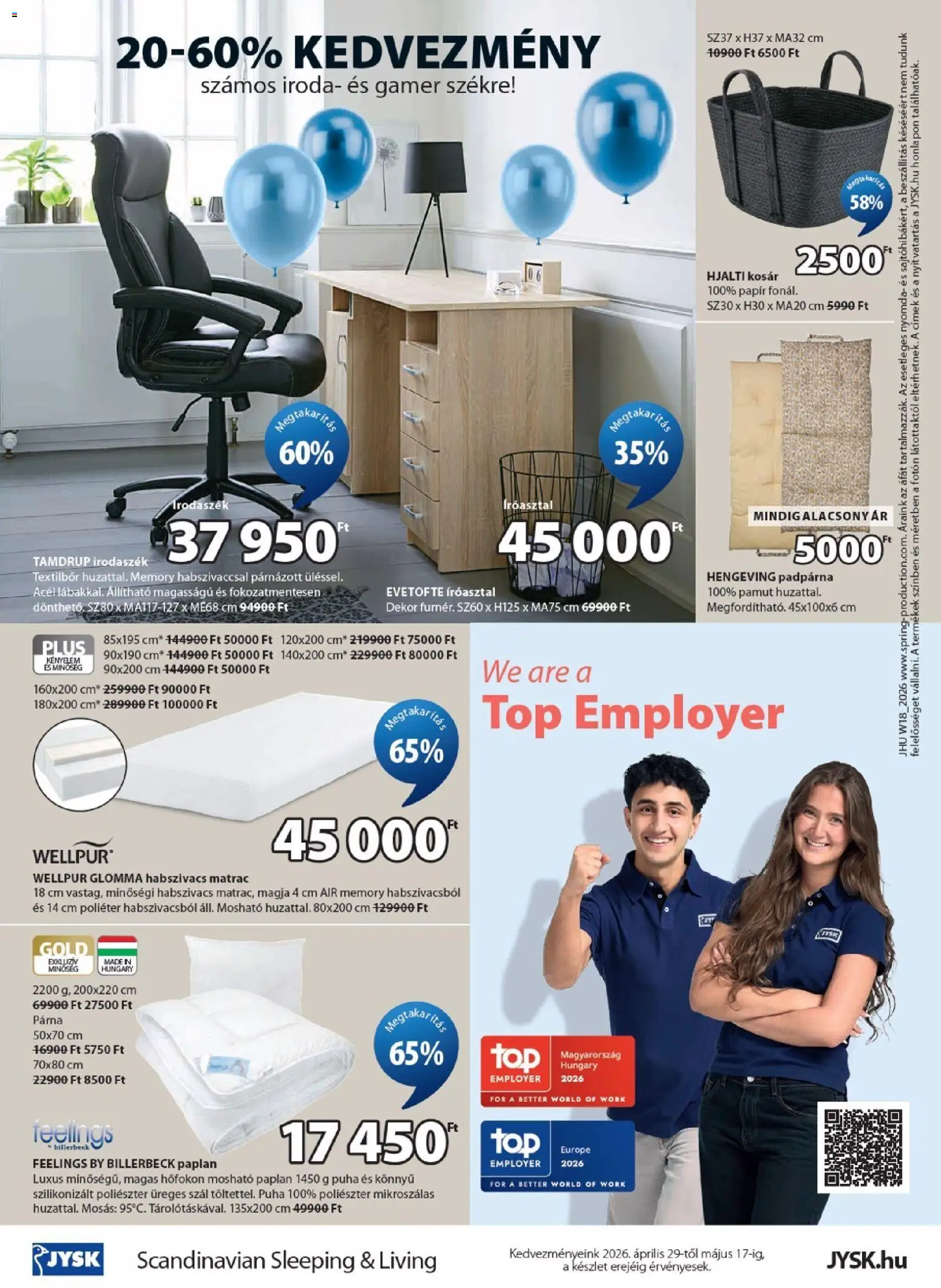 JYSK akciós ujság - amely érvényes a következő dátumtól: 29.04.2026 | Oldal: 24 | Termékek: Paplan, Matrac, Párna, Íróasztal