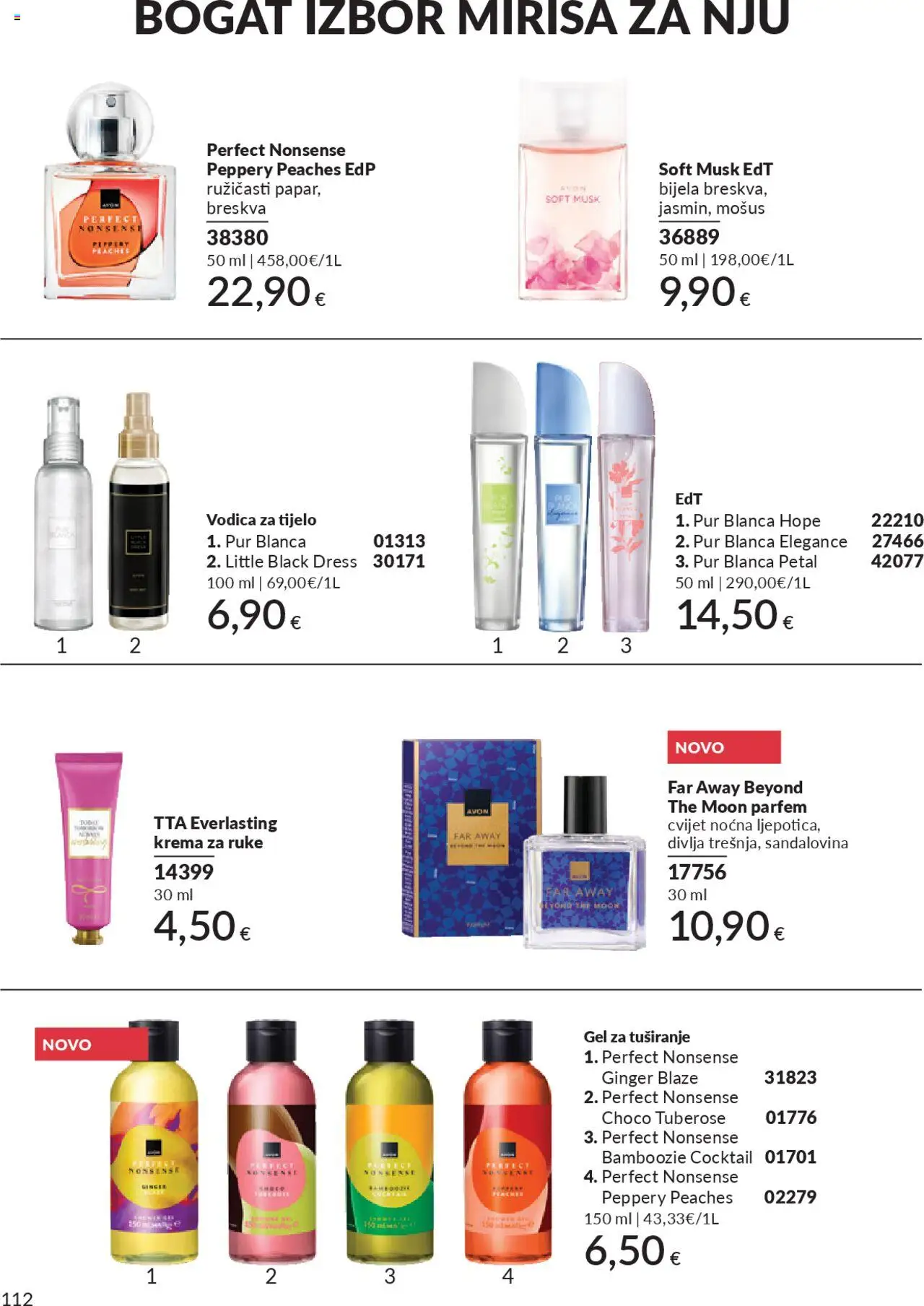 Avon katalog | vrijedi od 30.09.2025 | Stranica: 112 | Proizvodi: Krema za ruke, Gel za tuširanje, Krema, Breskva