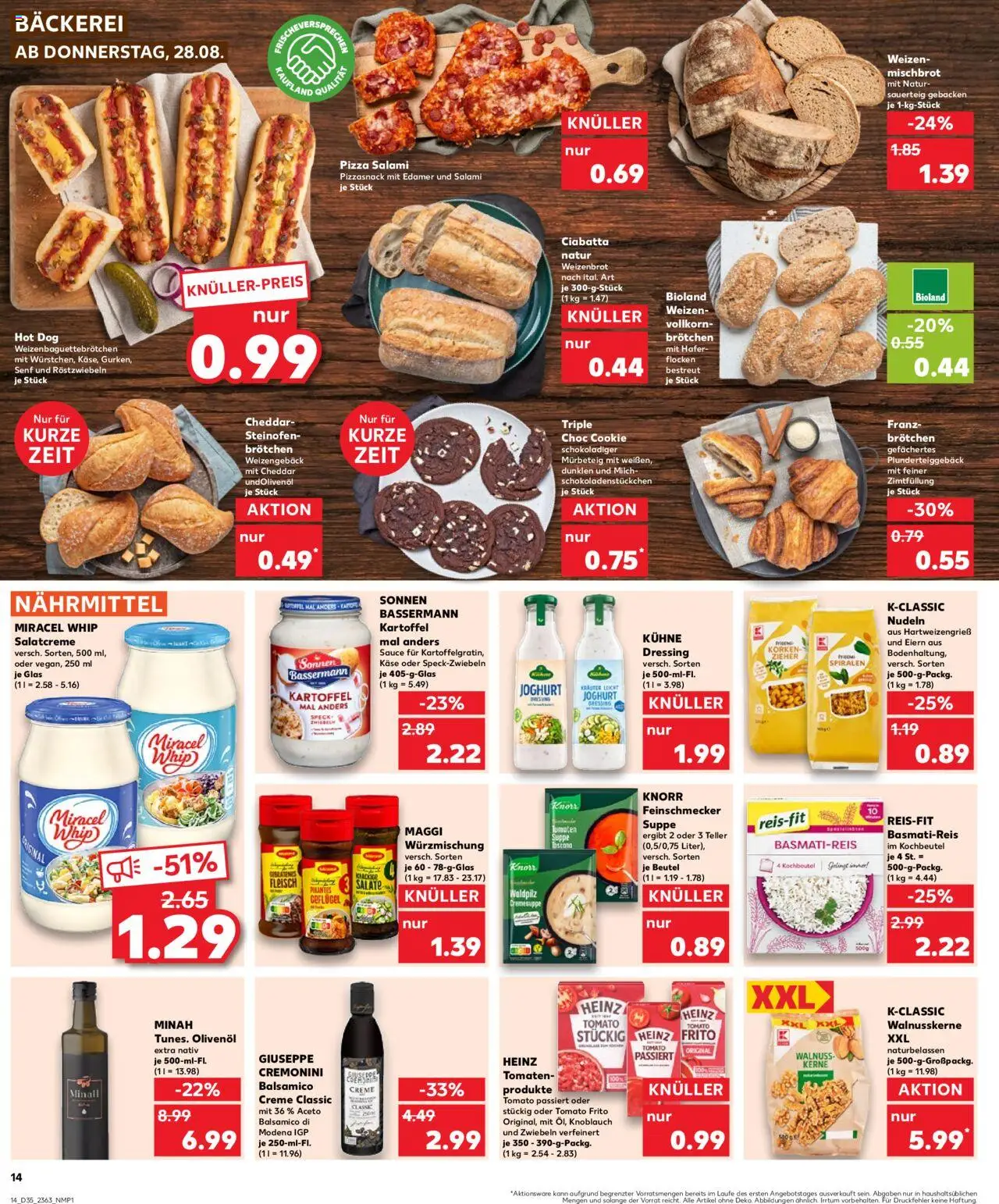 Kaufland prospekt Bremen	 - gültig ab dem 28.08.2025 | Seite: 14 | Produkte: Maggi, Miracel whip, Edamer, Flocken