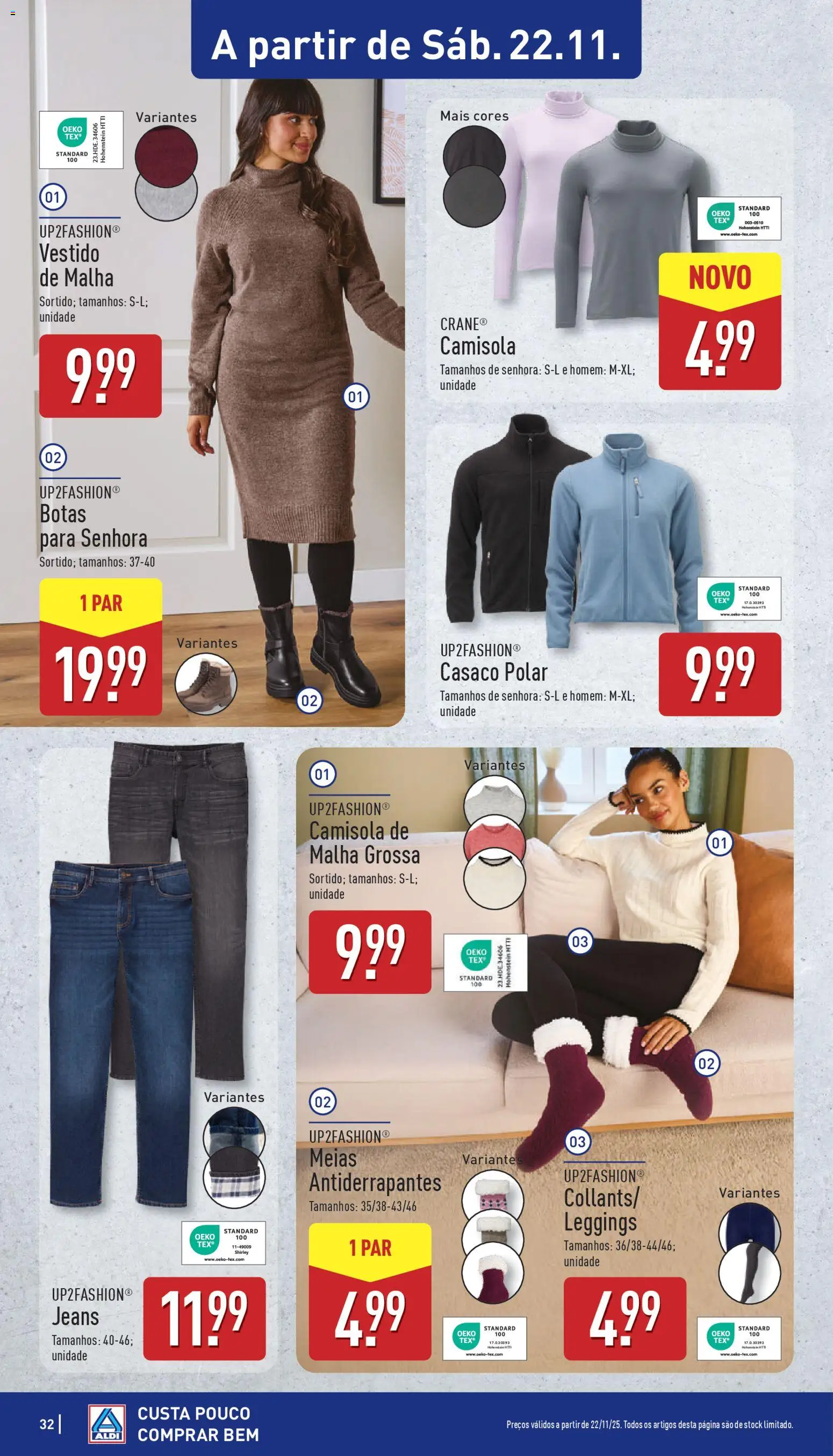 Aldi folheto │ válido de 17.11.2025 | Página: 32 | Produtos: Vestido, Jeans, Camisola, Meias
