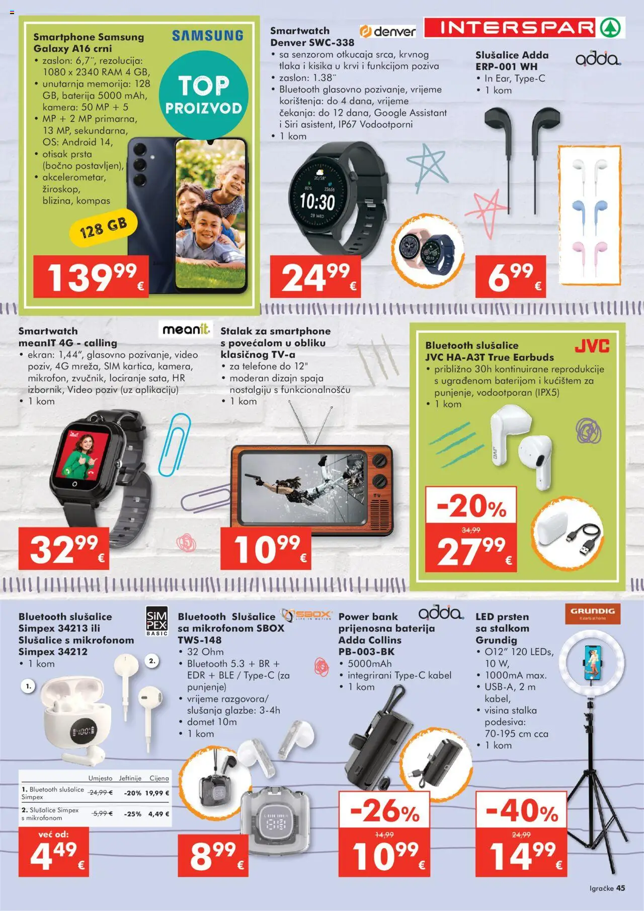 Interspar katalog | vrijedi od 22.10.2025 | Stranica: 45 | Proizvodi: Smartwatch, Baterija, Video, Kabel